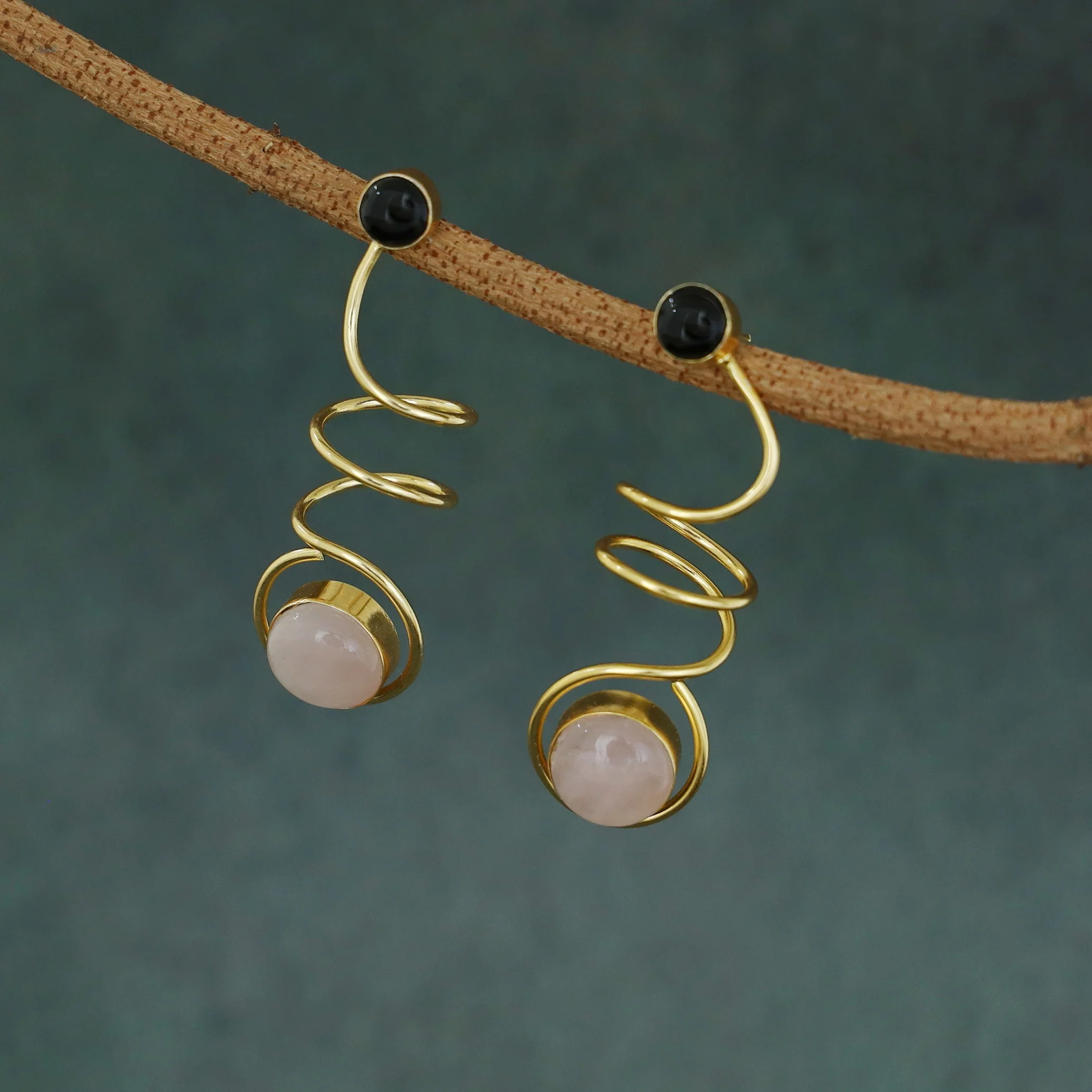 Aviva Spiral Glossy Natural Stone Earring - Image 13