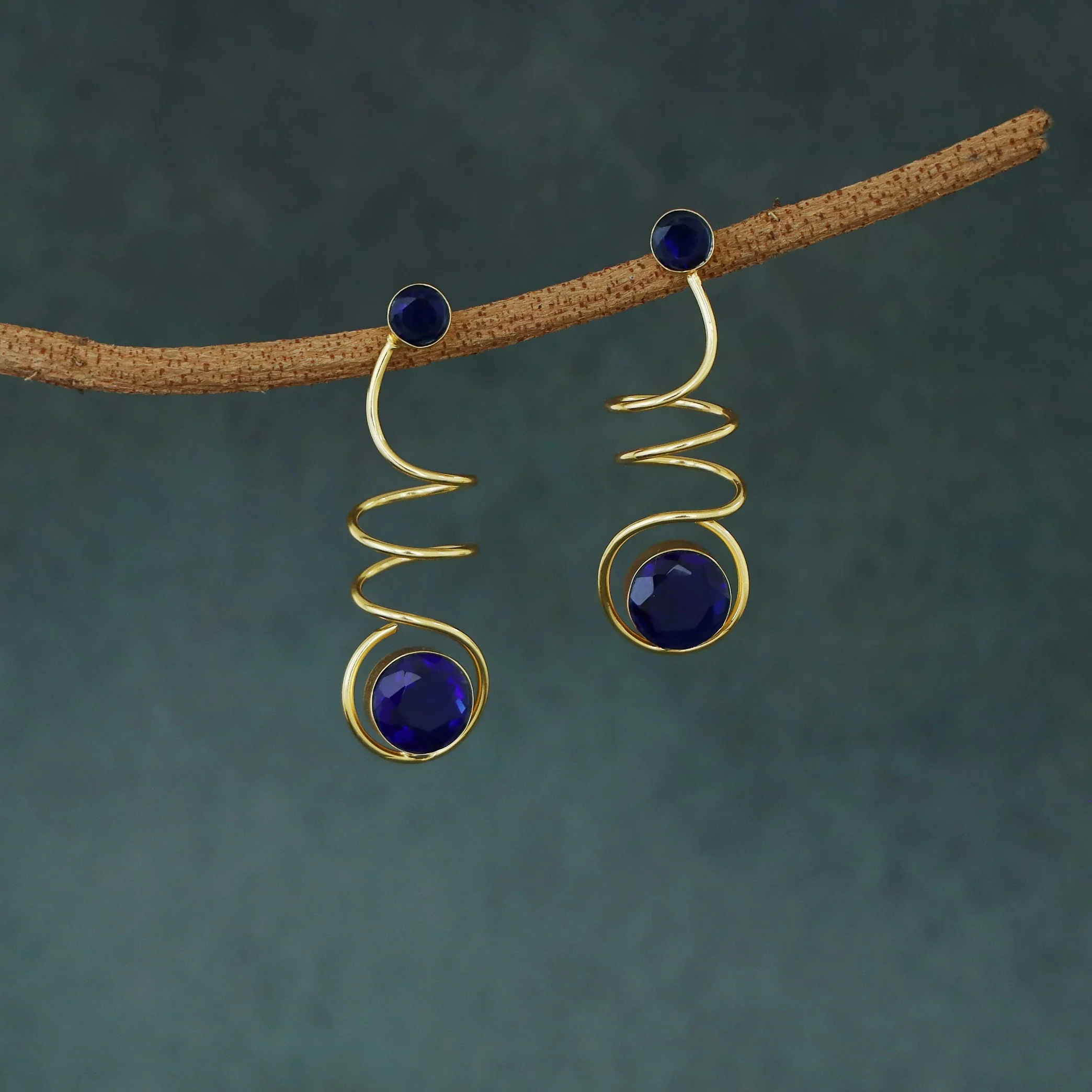 Aviva Spiral Glossy Natural Stone Earring - Image 5