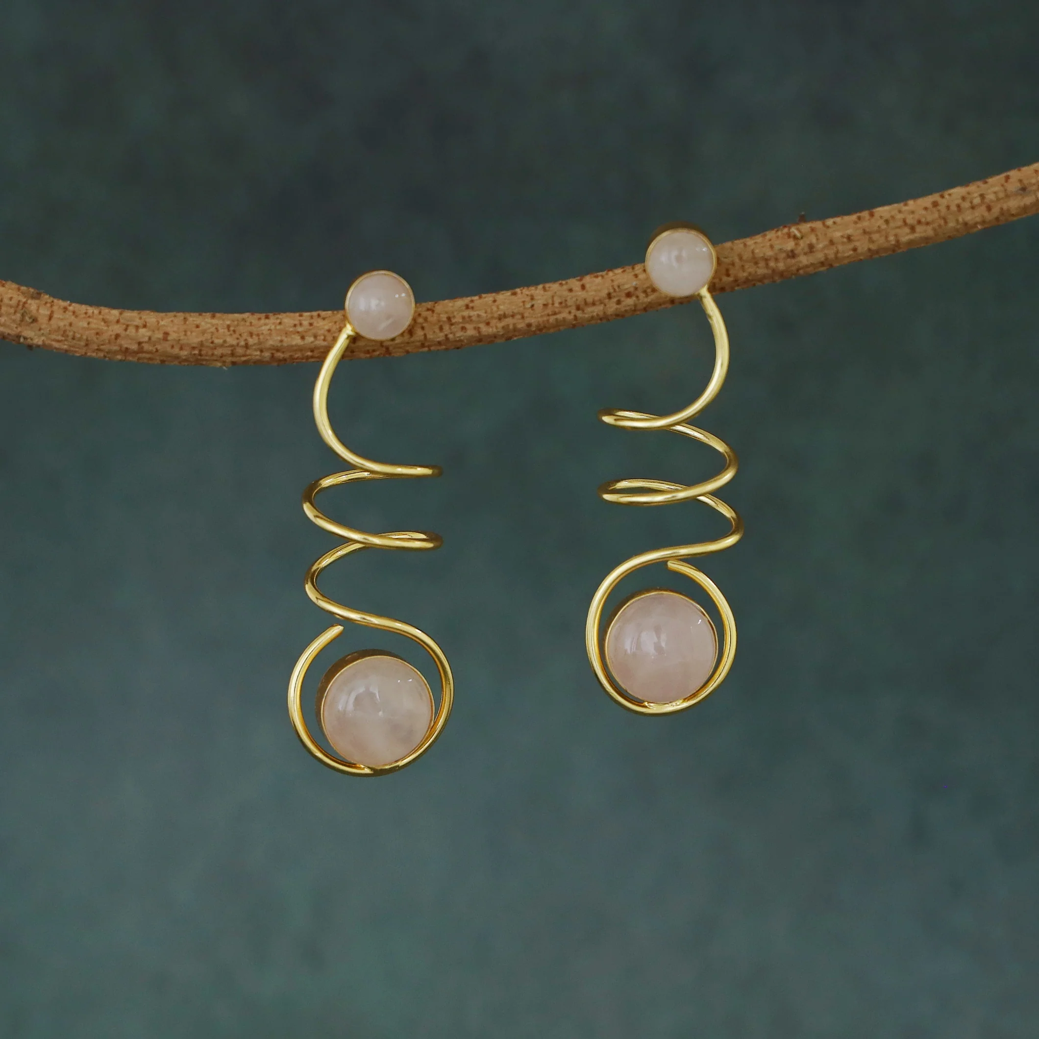 Aviva Spiral Glossy Natural Stone Earring - Image 6