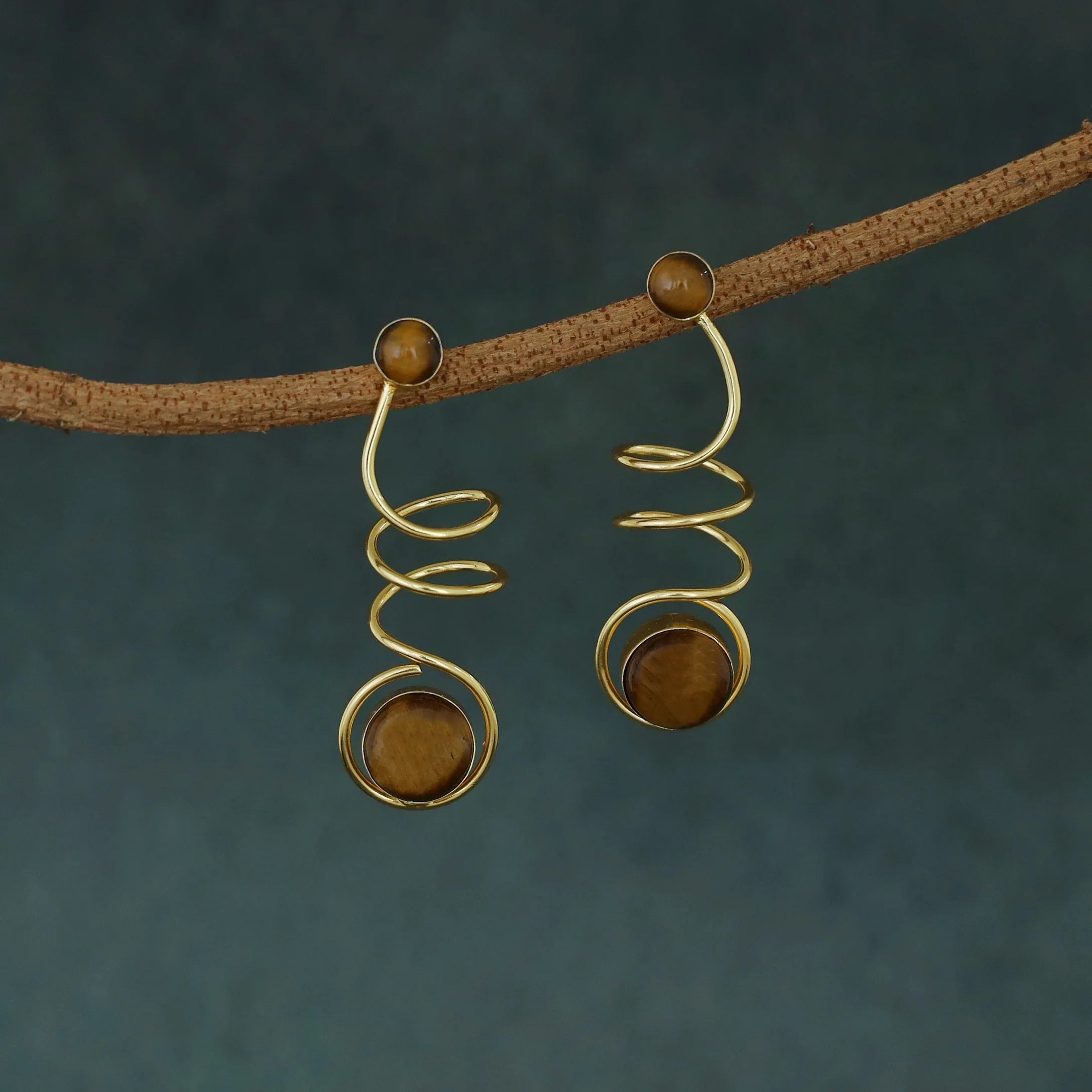 Aviva Spiral Glossy Natural Stone Earring - Image 7