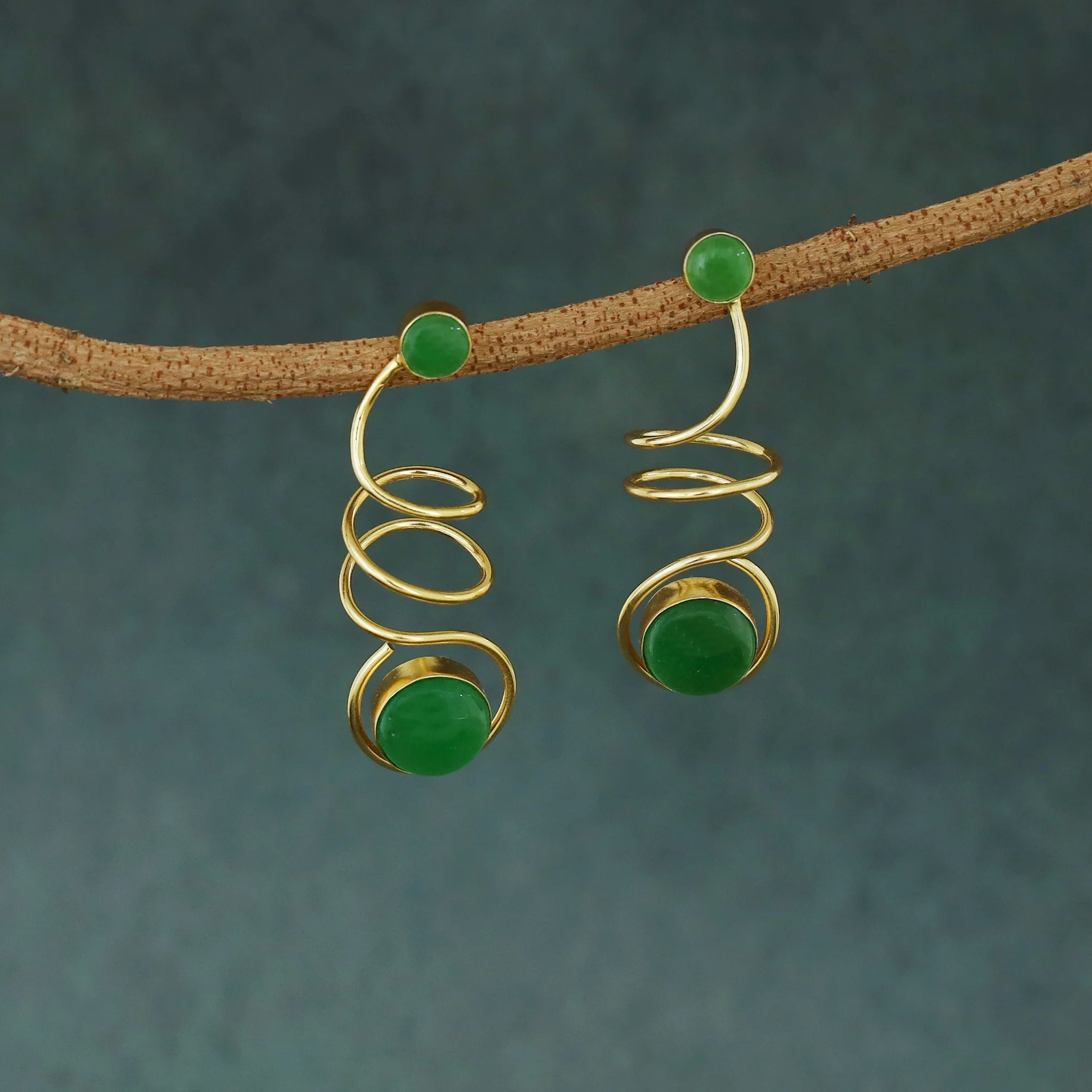 Aviva Spiral Glossy Natural Stone Earring - Image 8