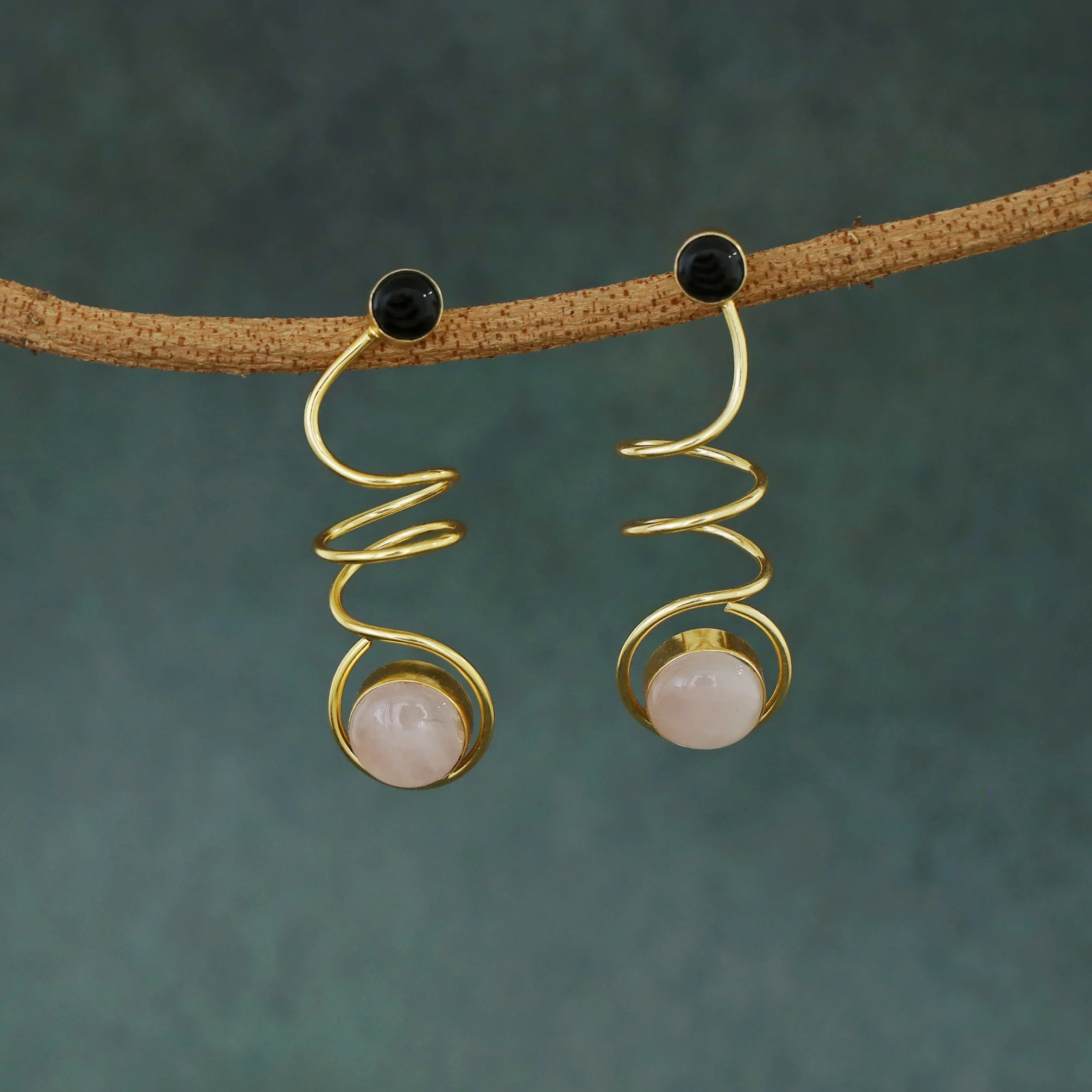 Aviva Spiral Glossy Natural Stone Earring - Image 9