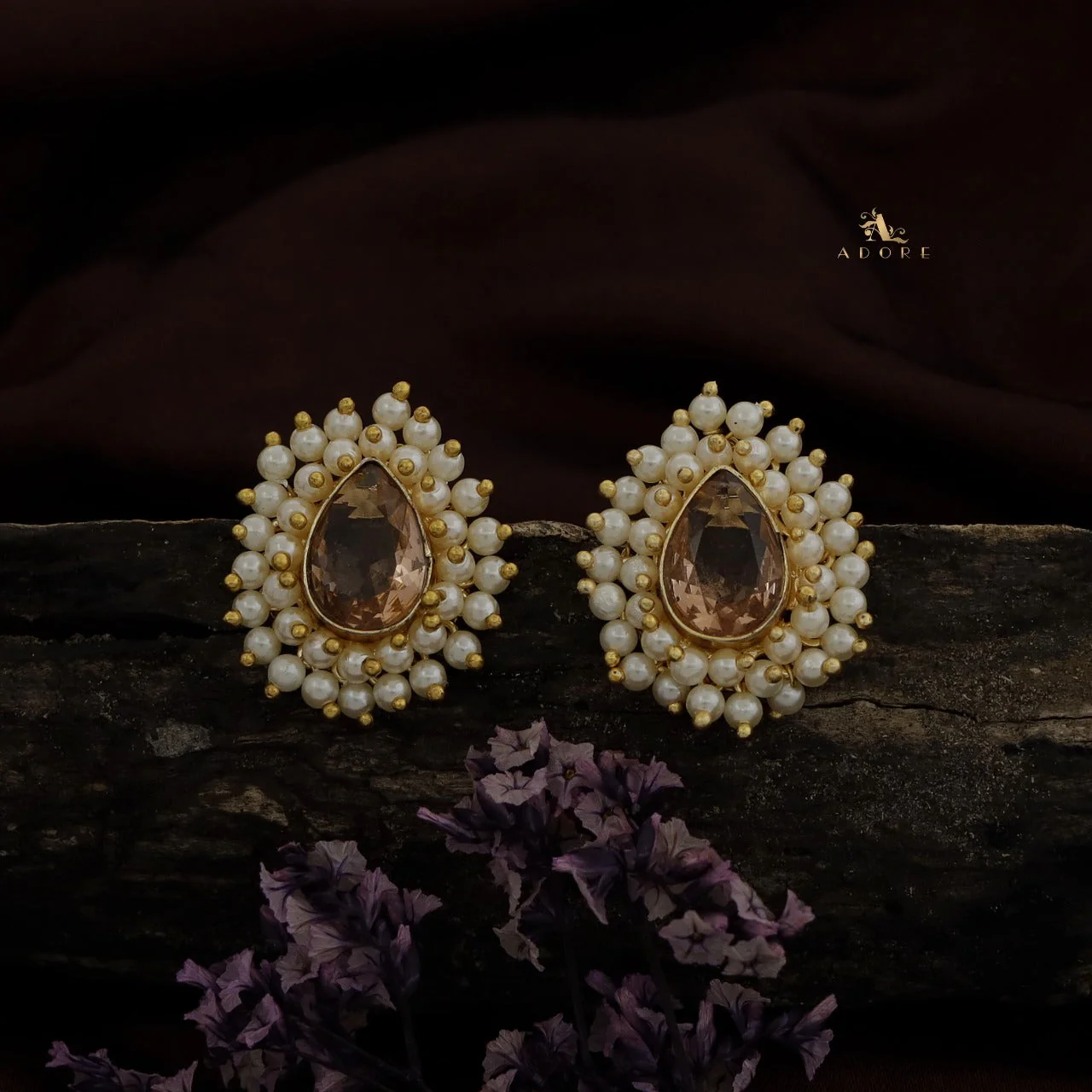 Queen Cluster Pearl Pear Stud - Image 4