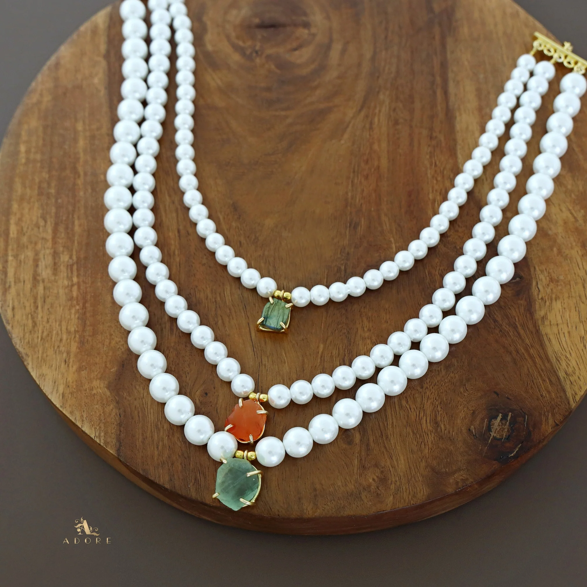 Raiza 3 Layer Raw Stone Pearl Neckpiece - Image 4