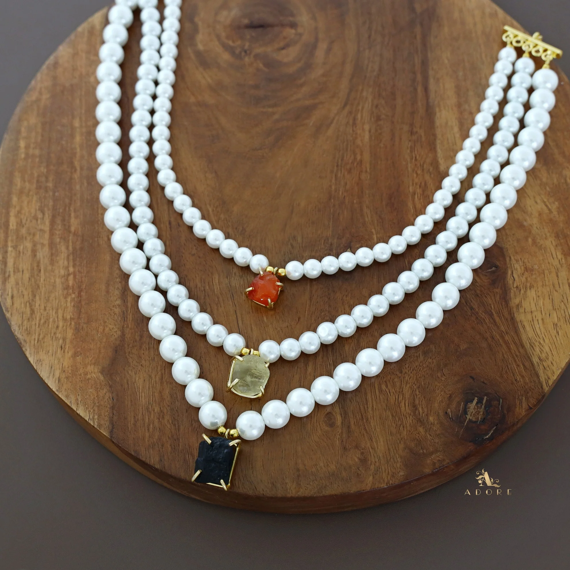 Raiza 3 Layer Raw Stone Pearl Neckpiece - Image 5