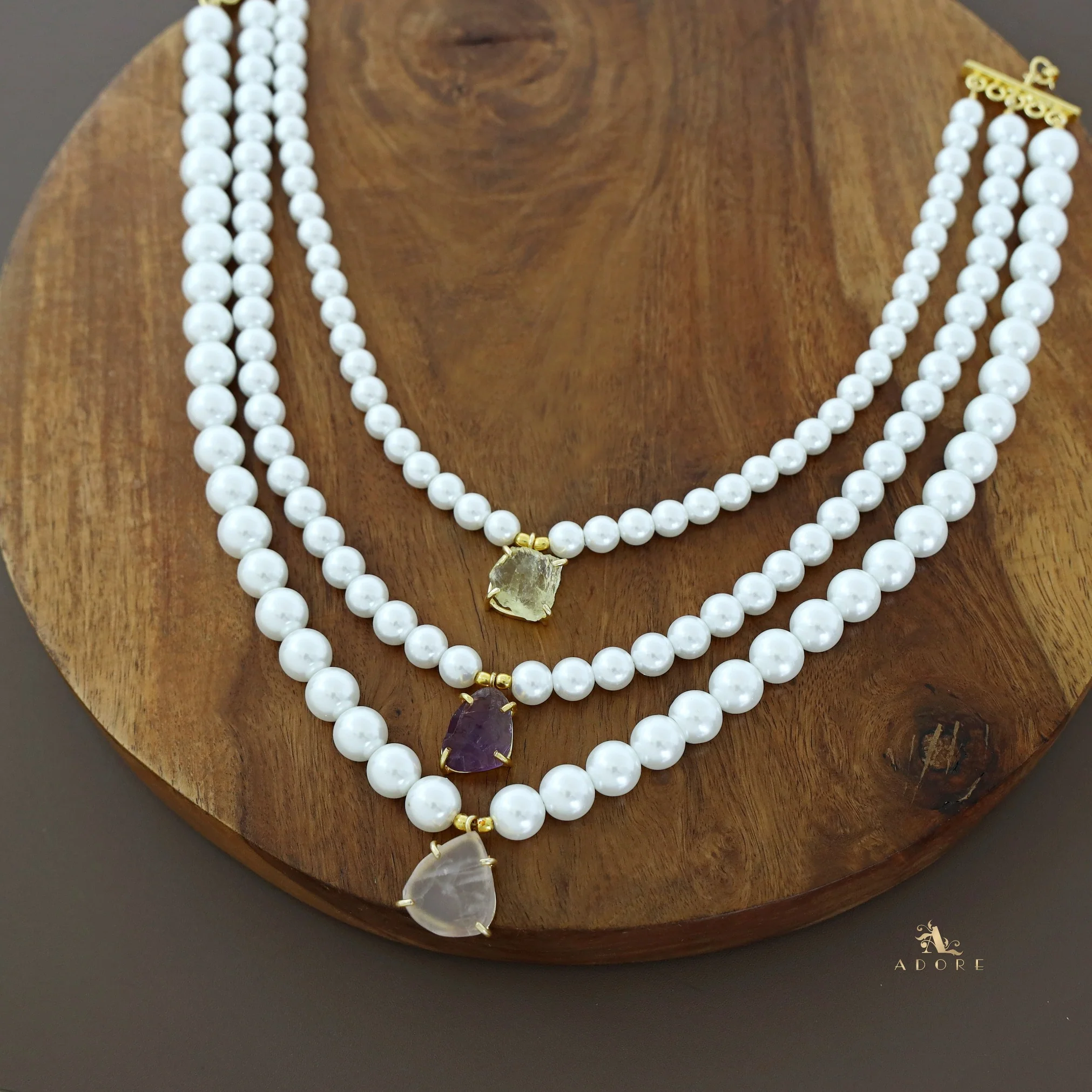 Raiza 3 Layer Raw Stone Pearl Neckpiece - Image 6