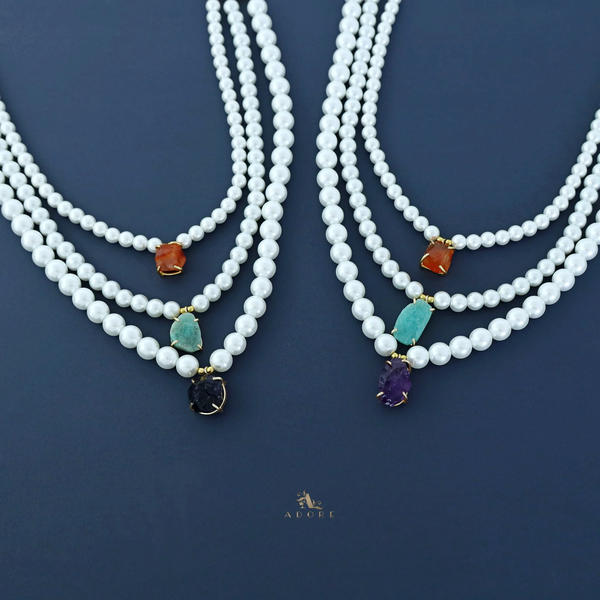 Raiza 3 Layer Raw Stone Pearl Neckpiece - Image 7