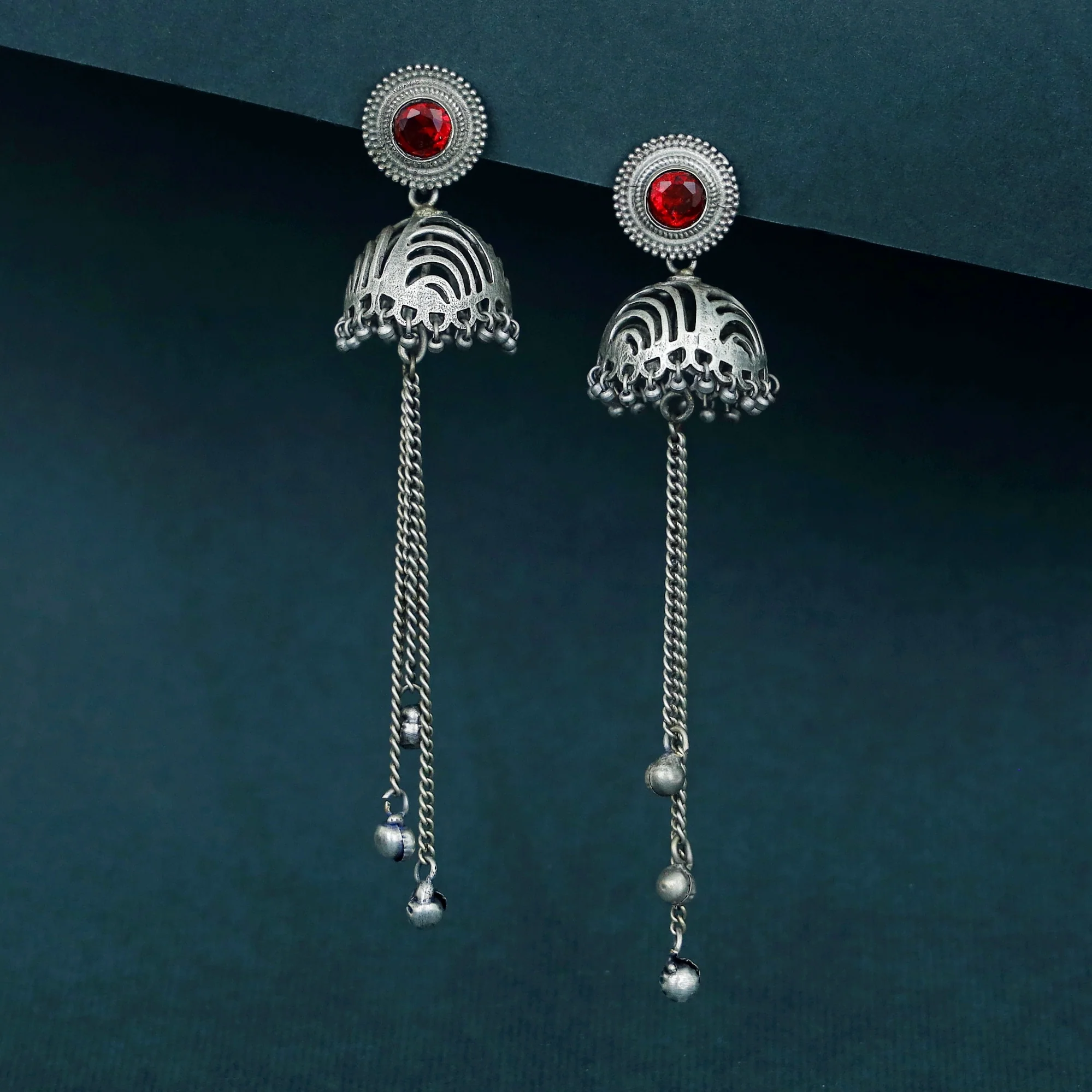 Rana Glossy Long Hanging Ghungroo Jhumka - Image 2