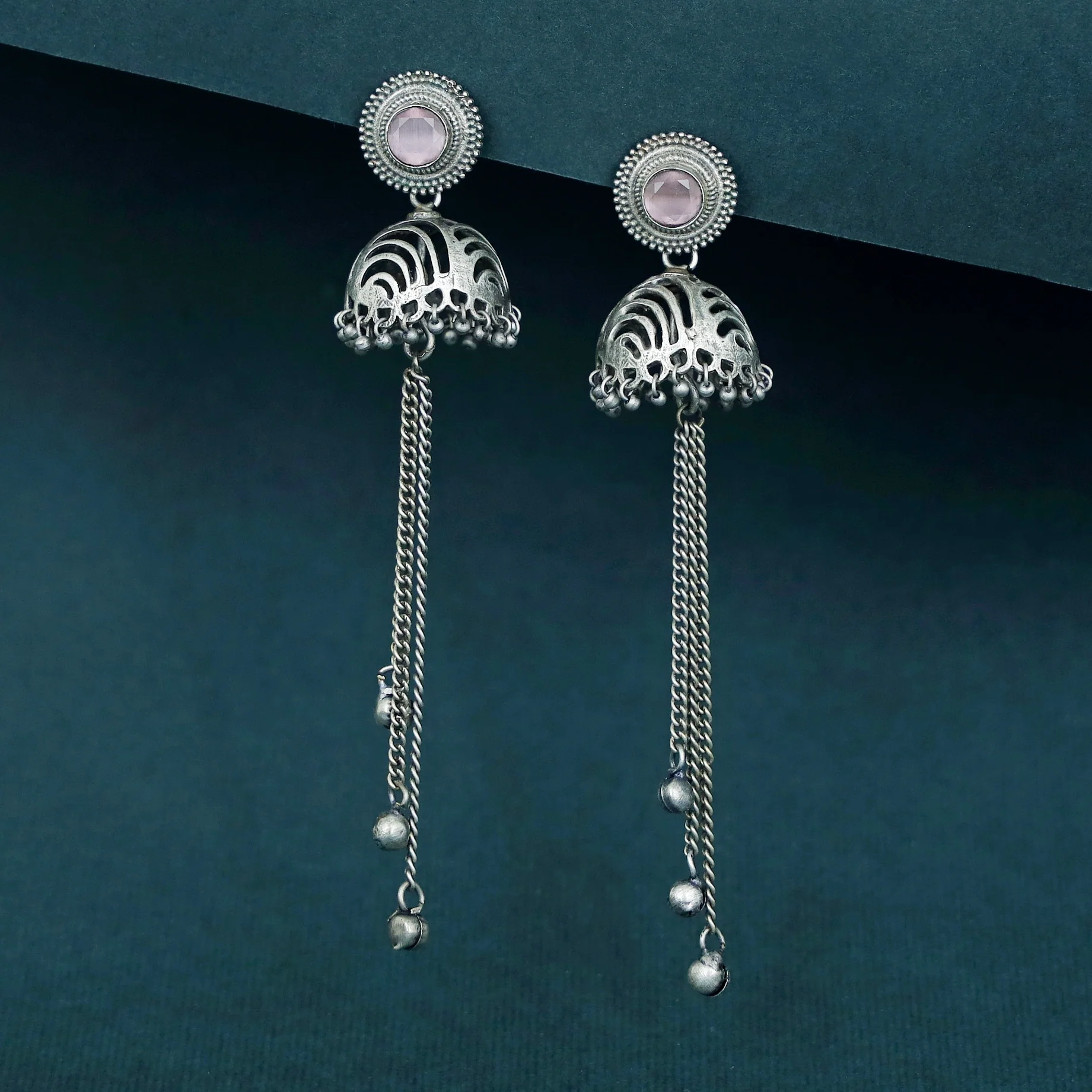 Rana Glossy Long Hanging Ghungroo Jhumka - Image 3