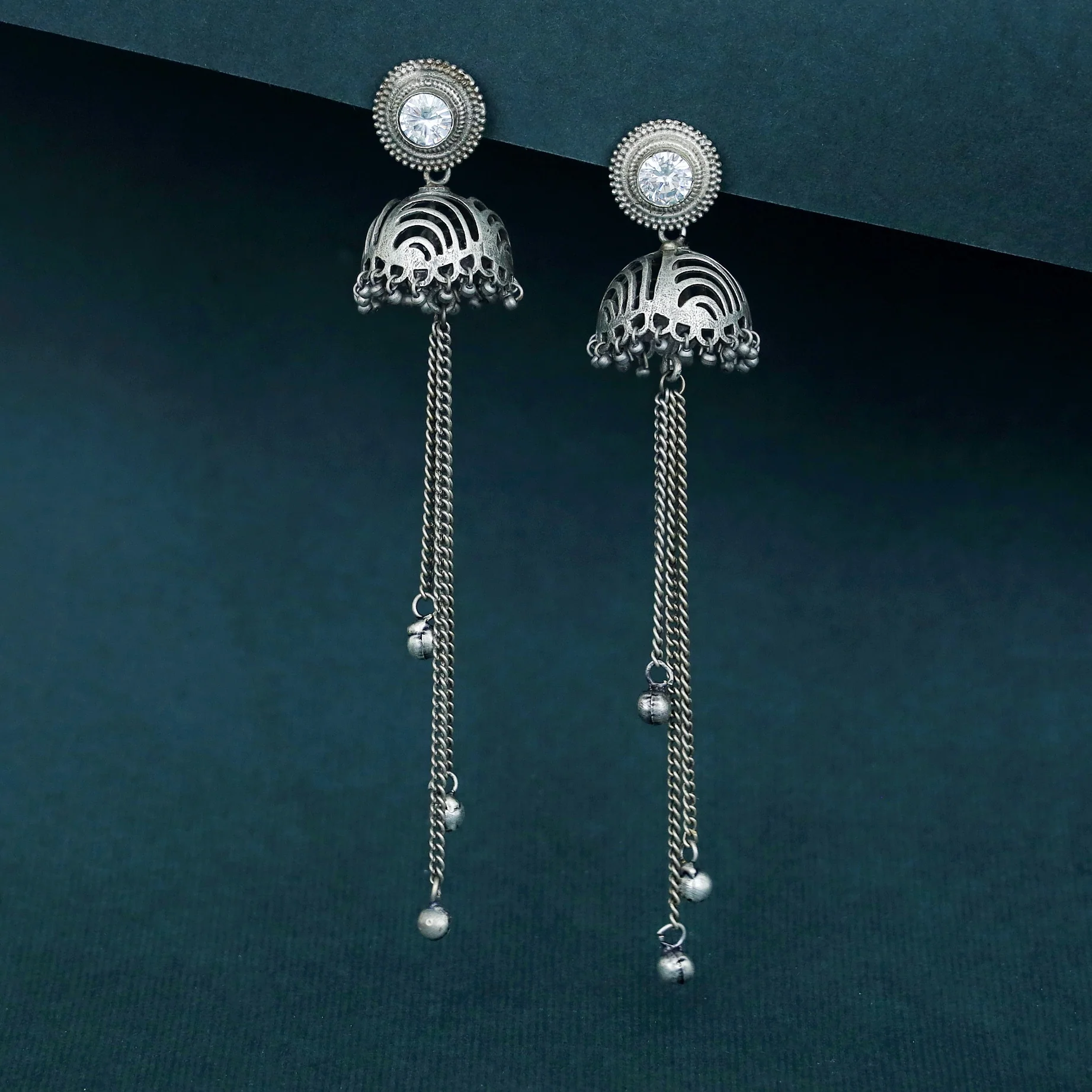 Rana Glossy Long Hanging Ghungroo Jhumka - Image 5