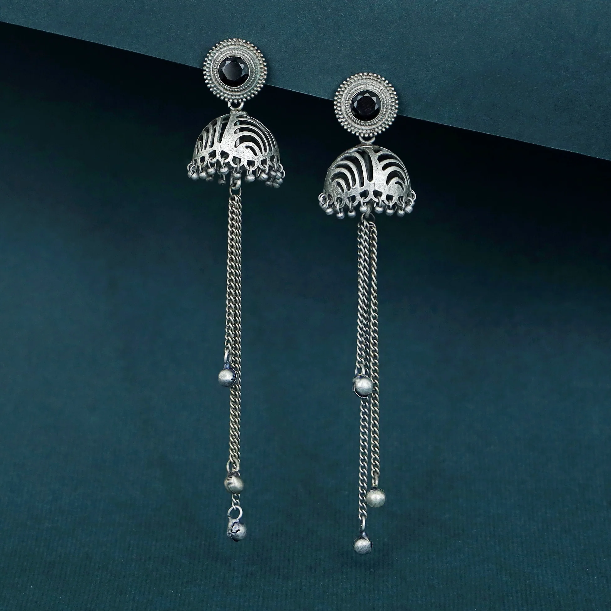 Rana Glossy Long Hanging Ghungroo Jhumka - Image 6