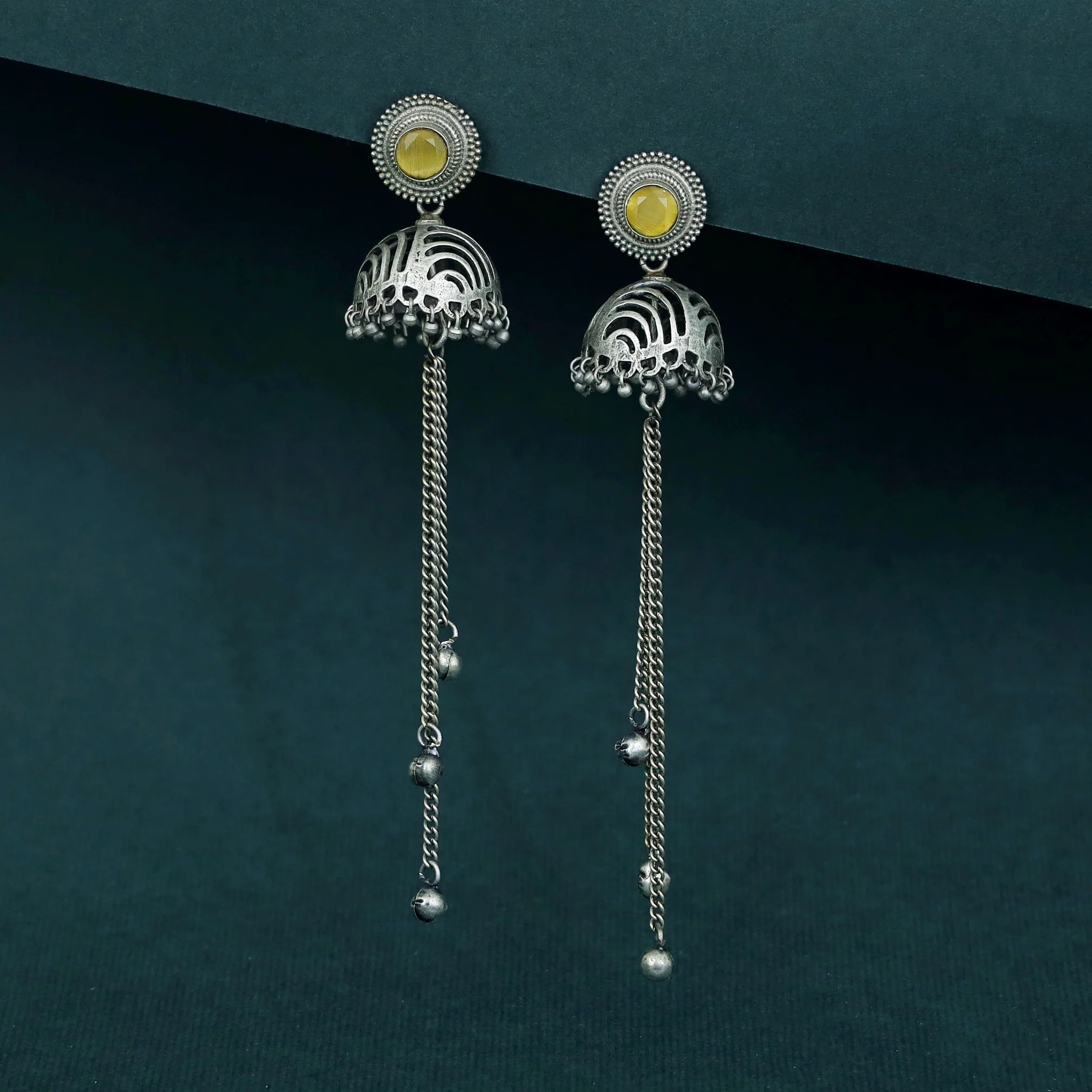 Rana Glossy Long Hanging Ghungroo Jhumka - Image 8