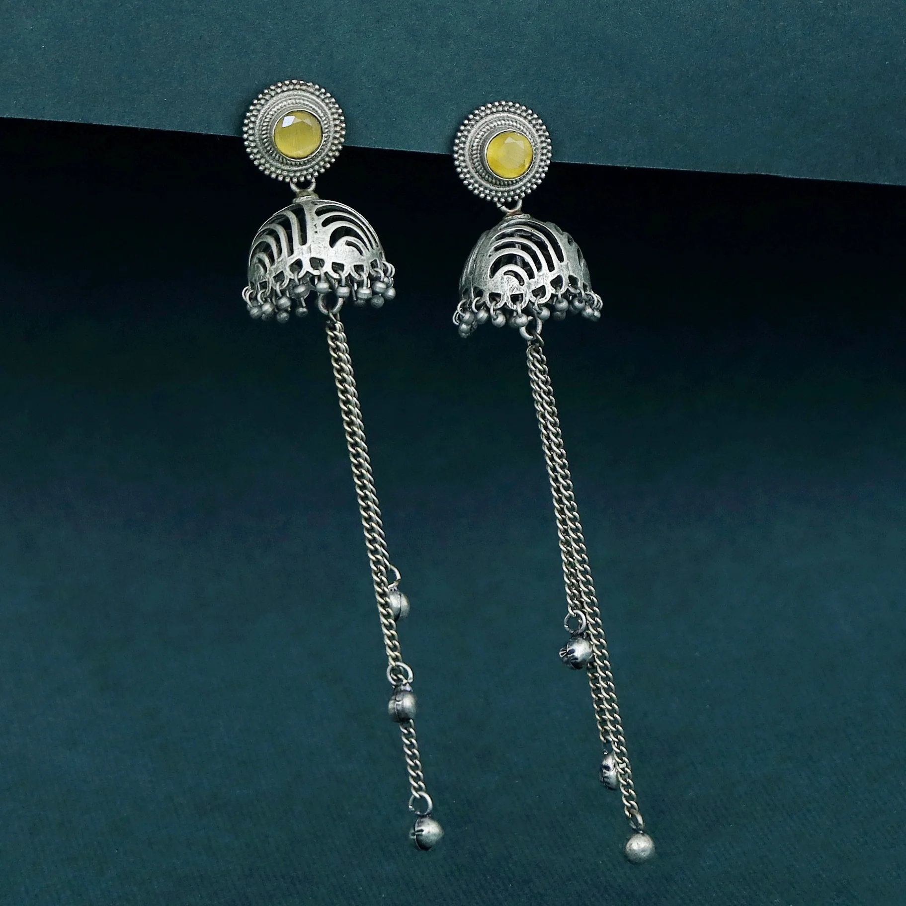 Rana Glossy Long Hanging Ghungroo Jhumka - Image 9