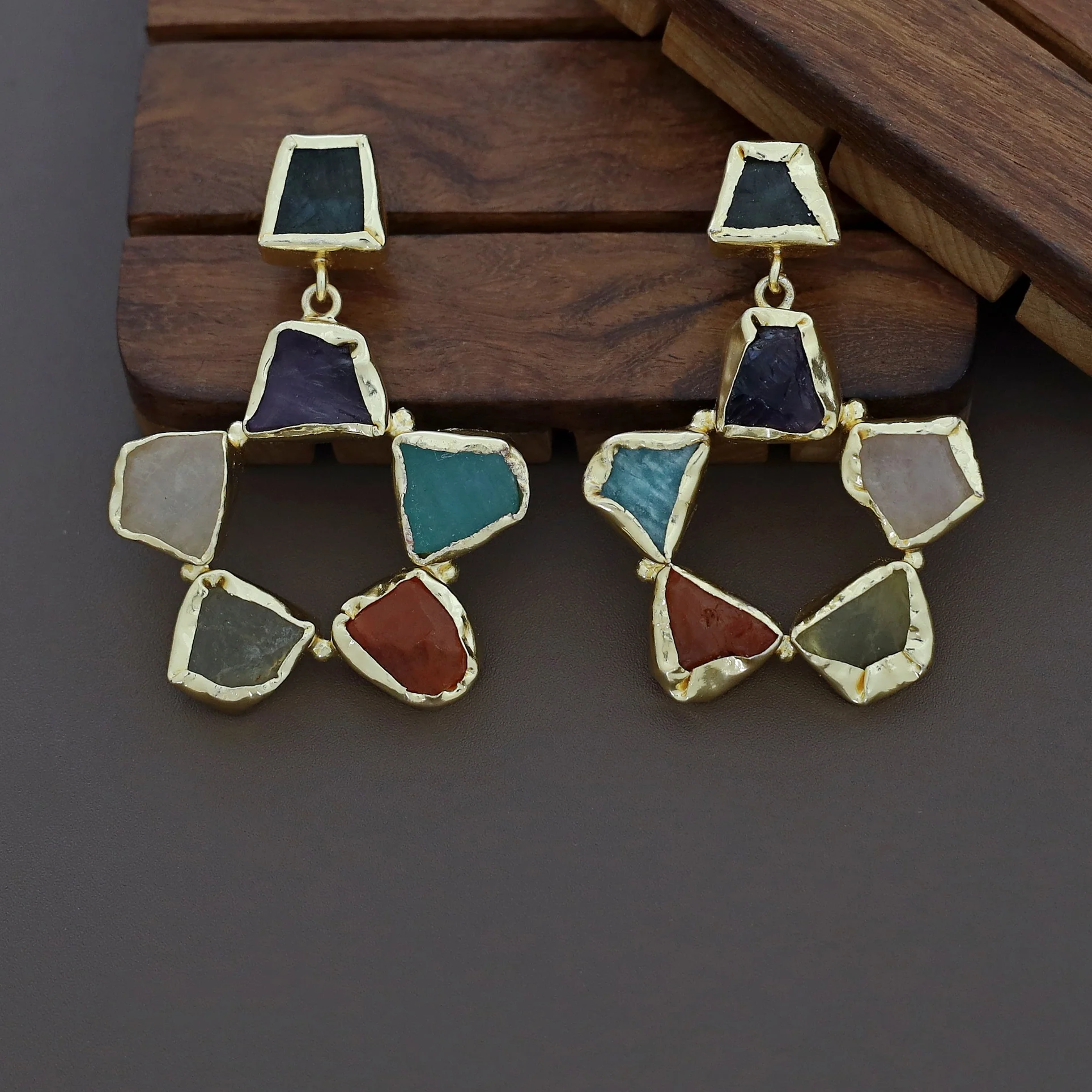Raw Stone Flower Chakra Earring - Image 15