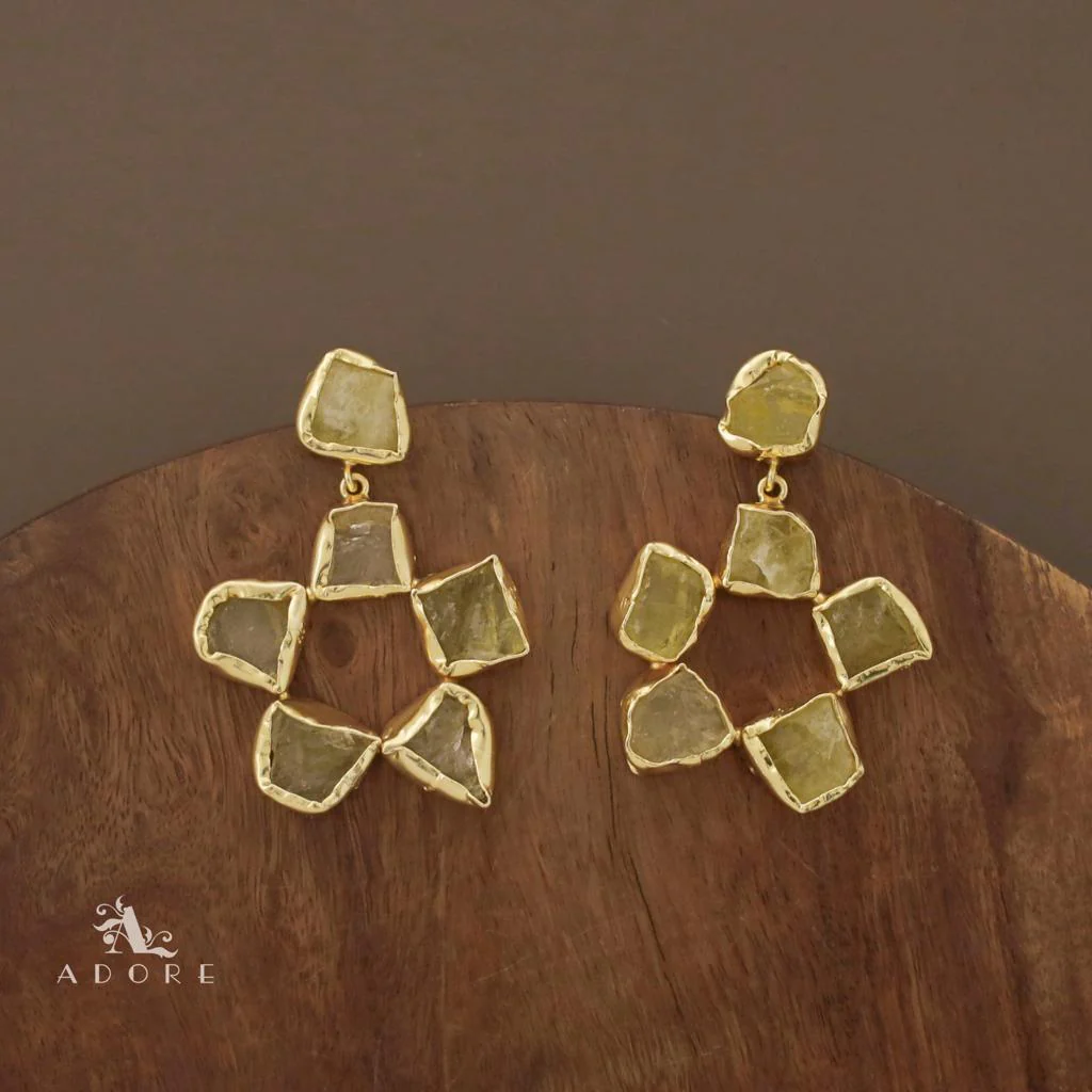 Raw Stone Flower Chakra Earring - Image 7