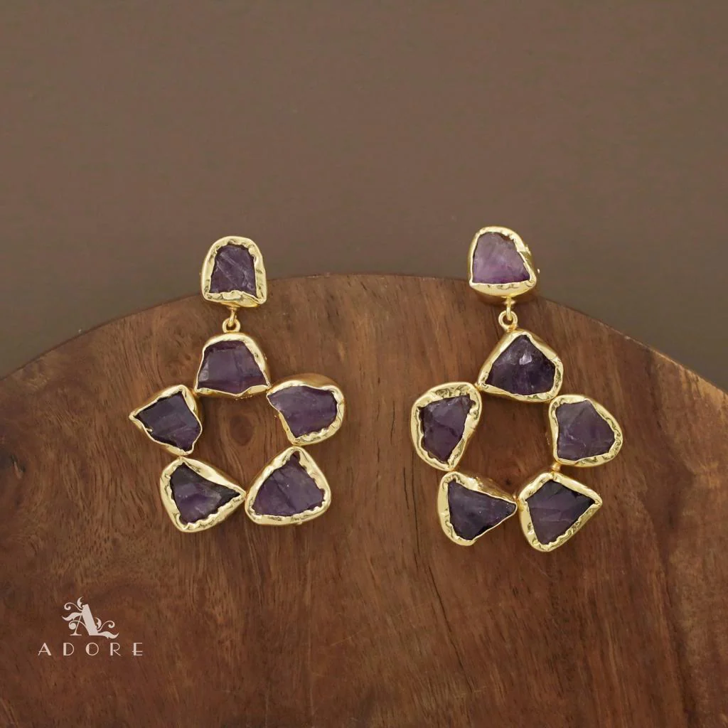 Raw Stone Flower Chakra Earring - Image 8