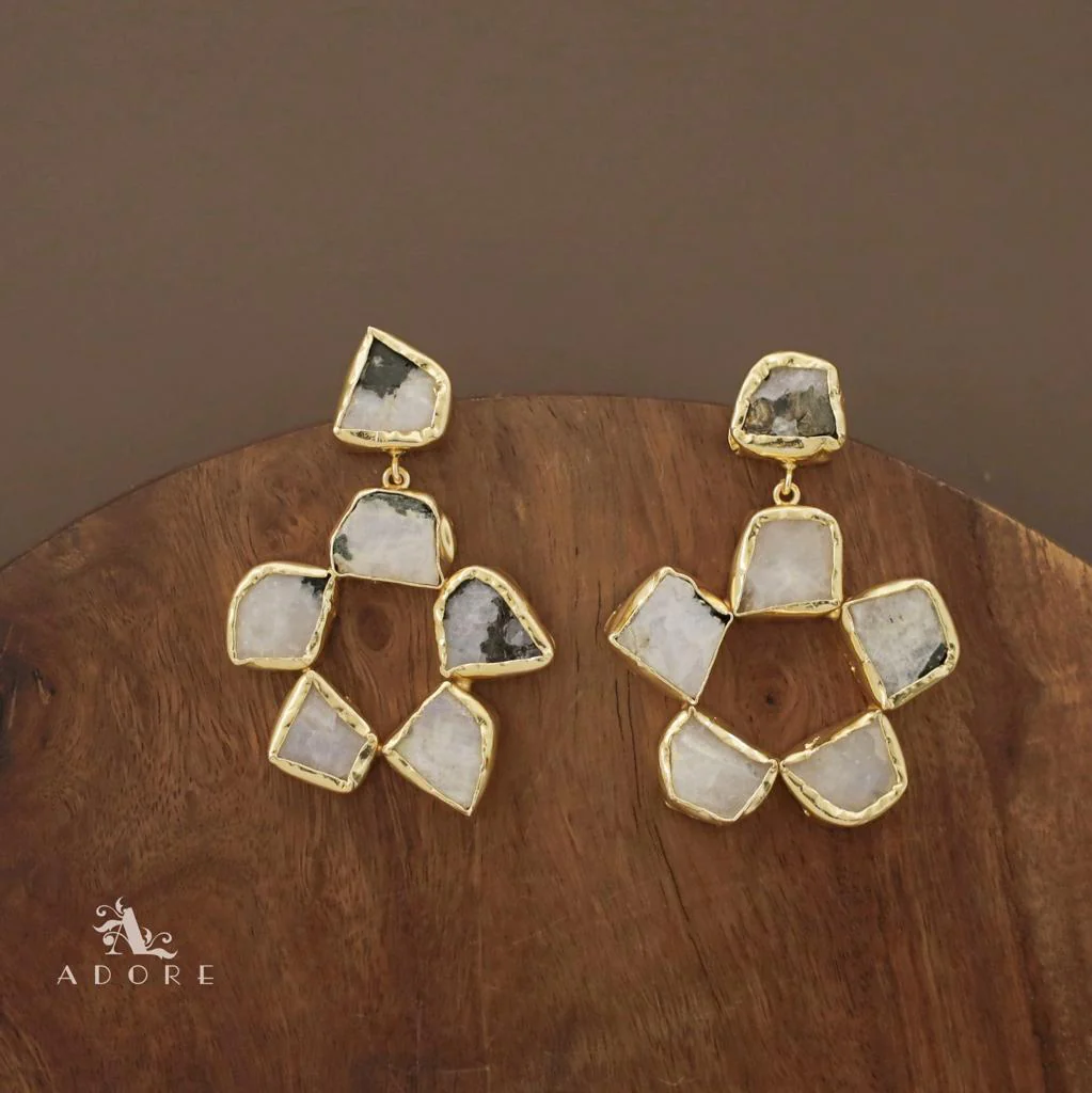 Raw Stone Flower Chakra Earring - Image 9