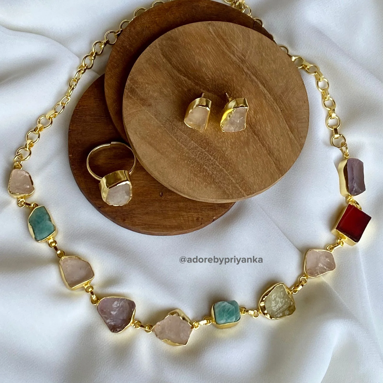 Raw Stone Unshape Eminent Combo (Short Neckpiece/Choker + Ring + Studs) - Image 14