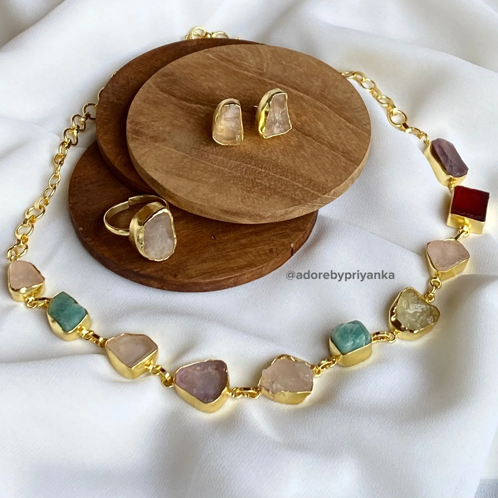 Raw Stone Unshape Eminent Combo (Short Neckpiece/Choker + Ring + Studs) - Image 15