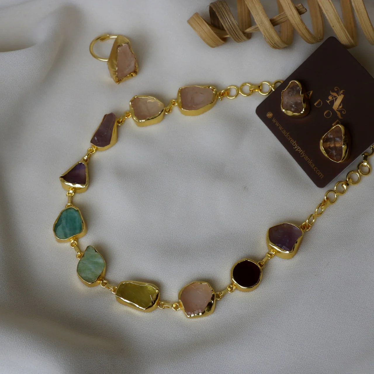 Raw Stone Unshape Eminent Combo (Short Neckpiece/Choker + Ring + Studs) - Image 17