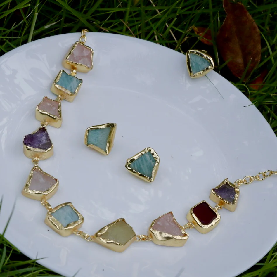 Raw Stone Unshape Eminent Combo (Short Neckpiece/Choker + Ring + Studs) - Image 23