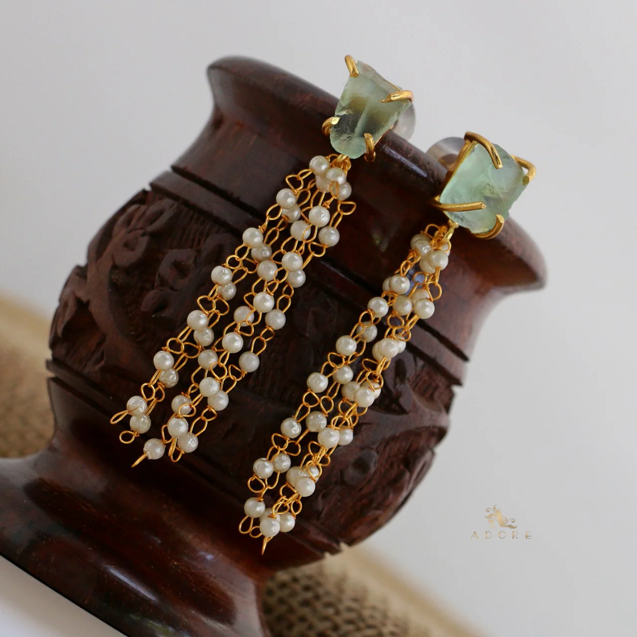 Raw Stone Tassel Pearl Earring - Image 10
