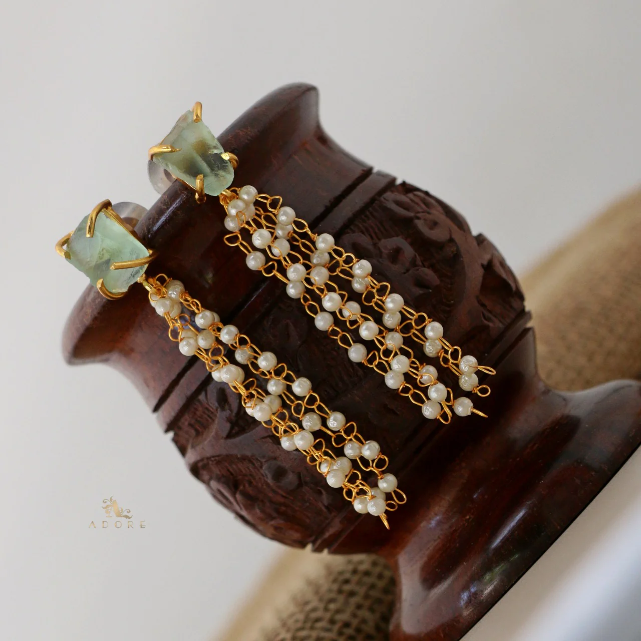 Raw Stone Tassel Pearl Earring - Image 12