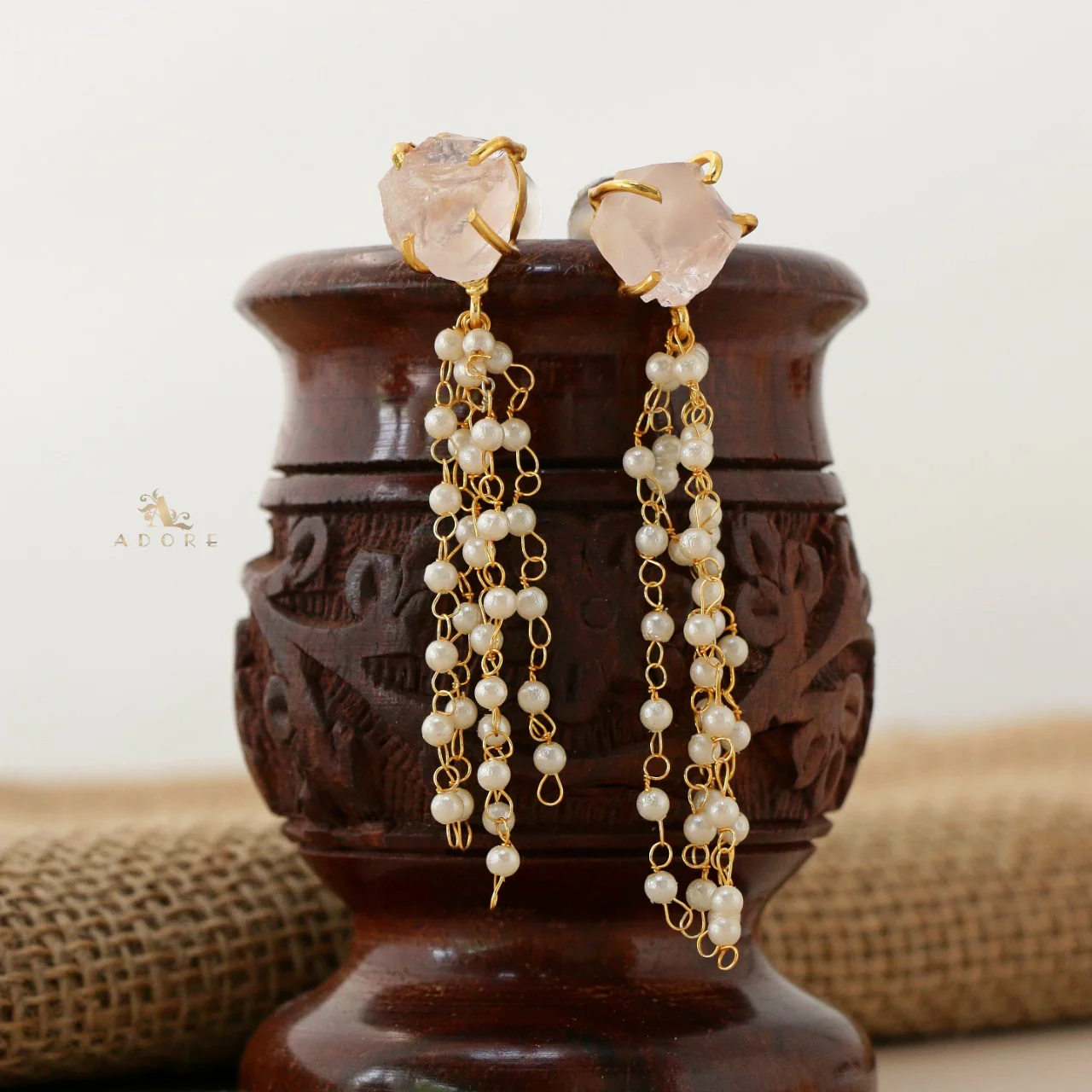 Raw Stone Tassel Pearl Earring - Image 13