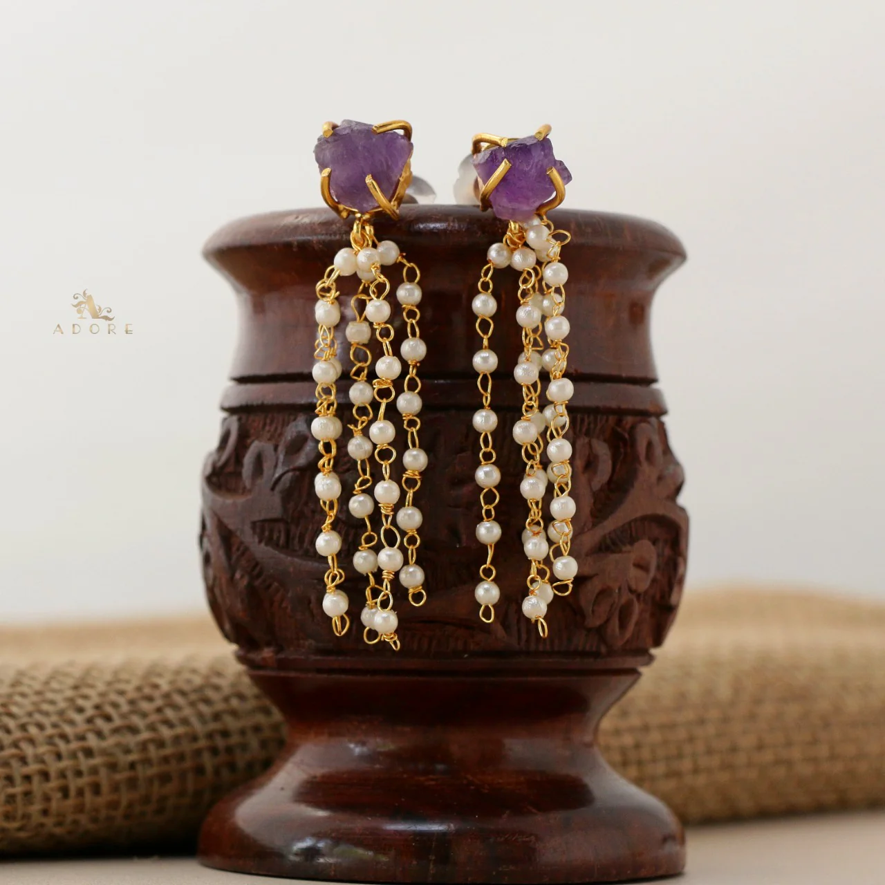 Raw Stone Tassel Pearl Earring - Image 14