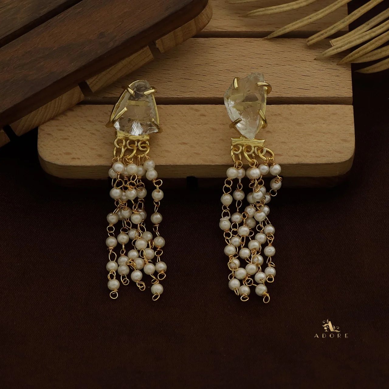 Raw Stone Tassel Pearl Earring - Image 15