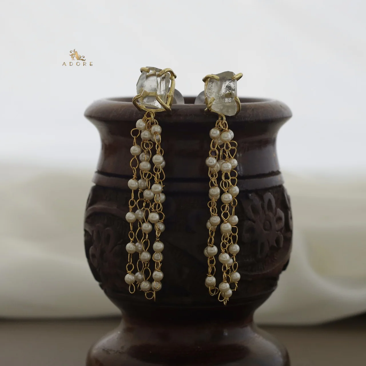 Raw Stone Tassel Pearl Earring - Image 16
