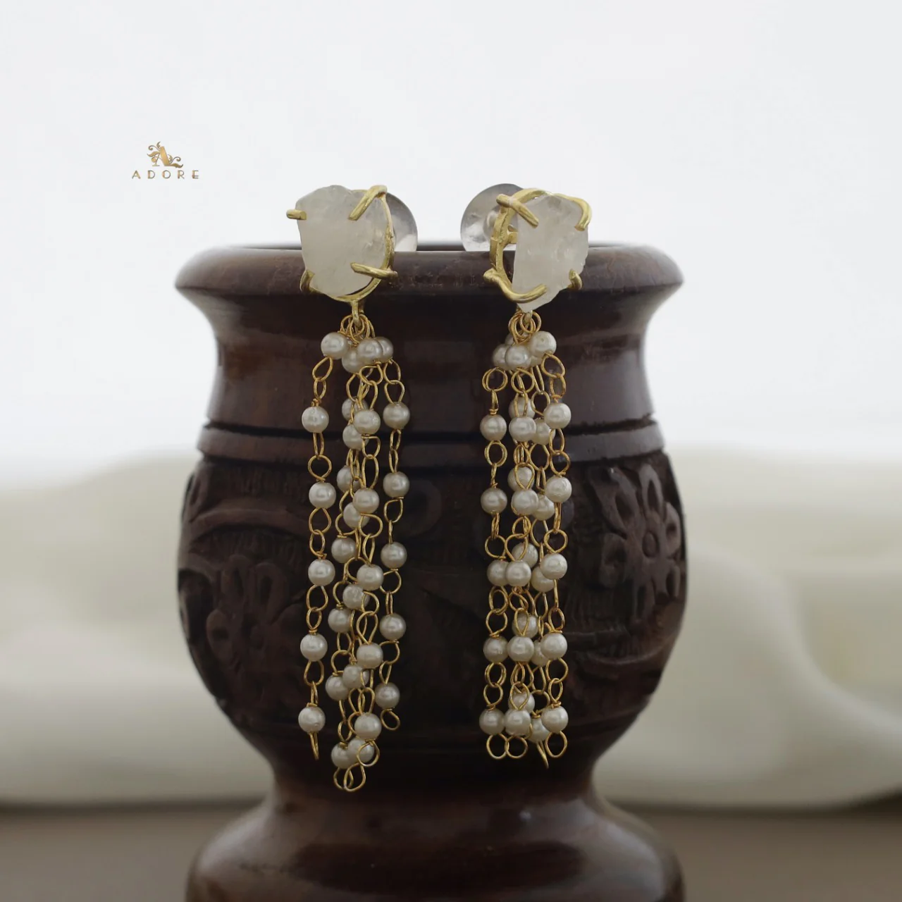 Raw Stone Tassel Pearl Earring - Image 17