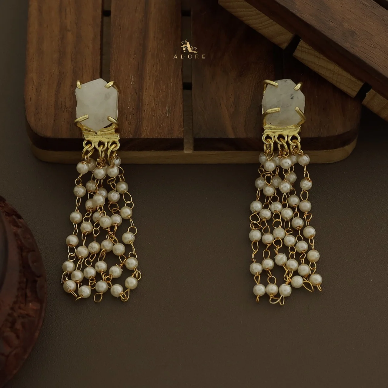 Raw Stone Tassel Pearl Earring - Image 20