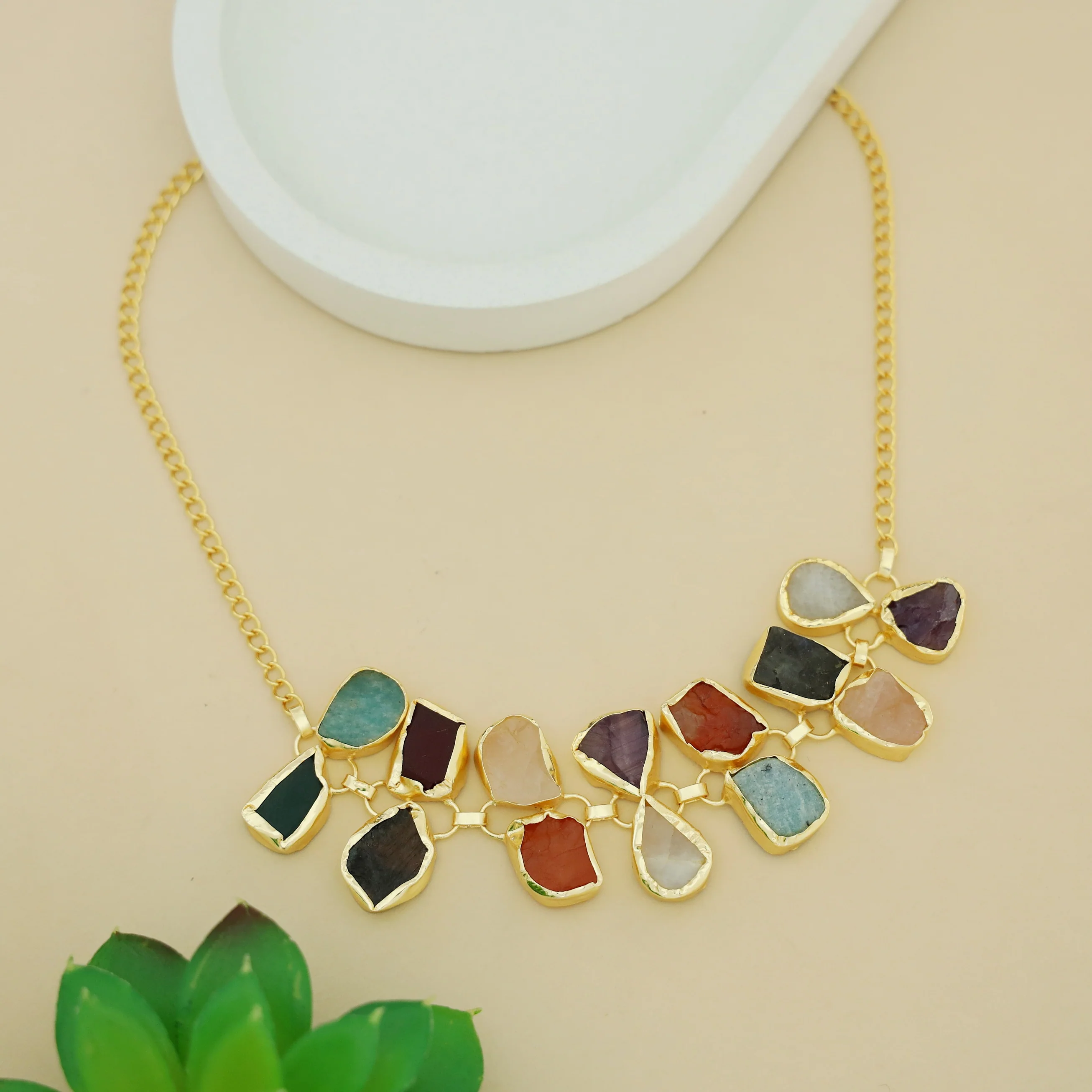 Aura multicolour Raw Stone Choker - Image 3