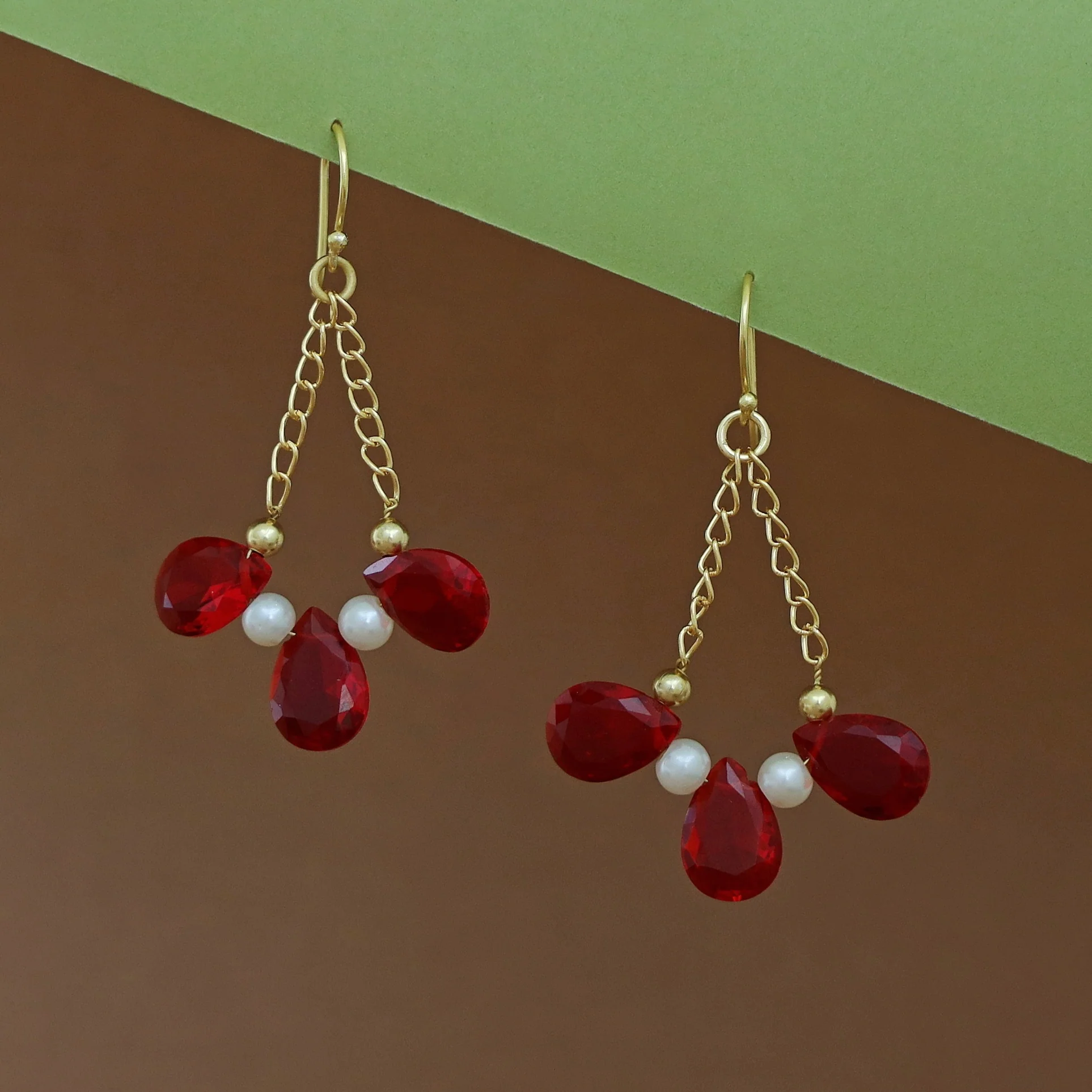 Renaxa Golden Glossy Pearl Chainy Drop - Image 3