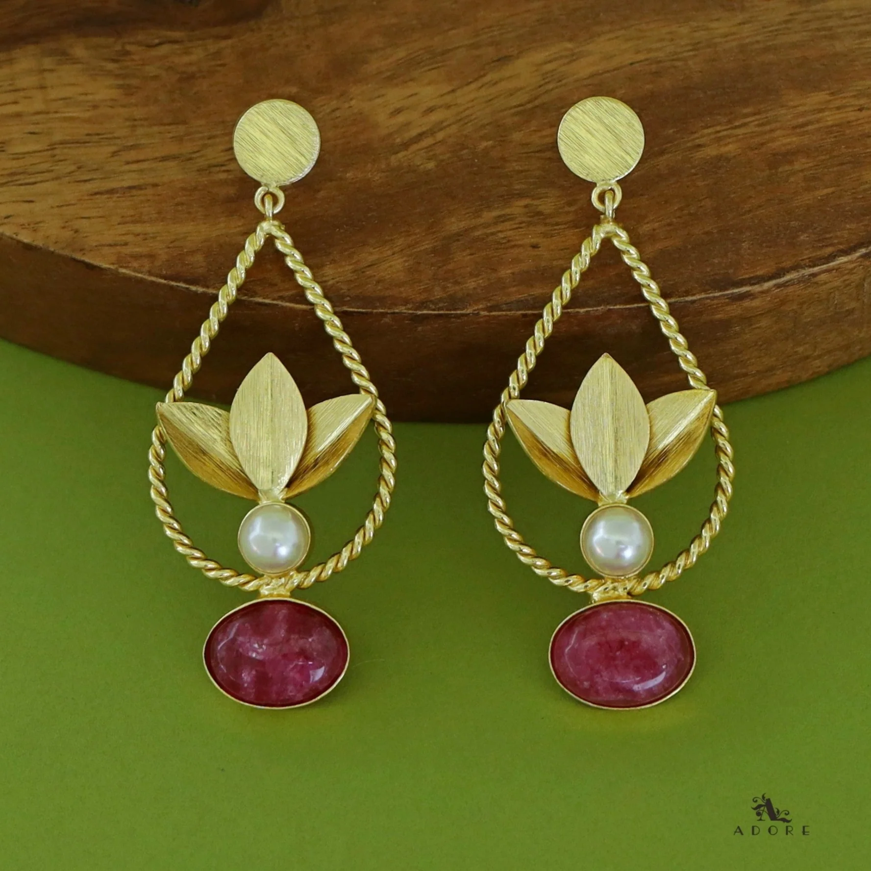 Renza Twisted Drop Leafy Pearl Earring - Image 6