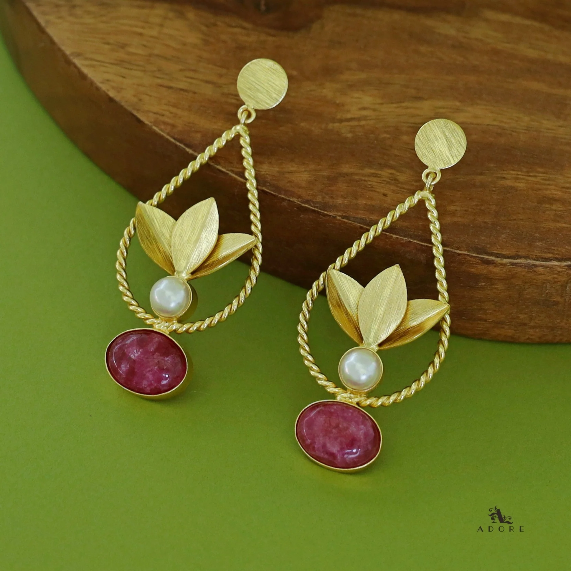 Renza Twisted Drop Leafy Pearl Earring - Image 7