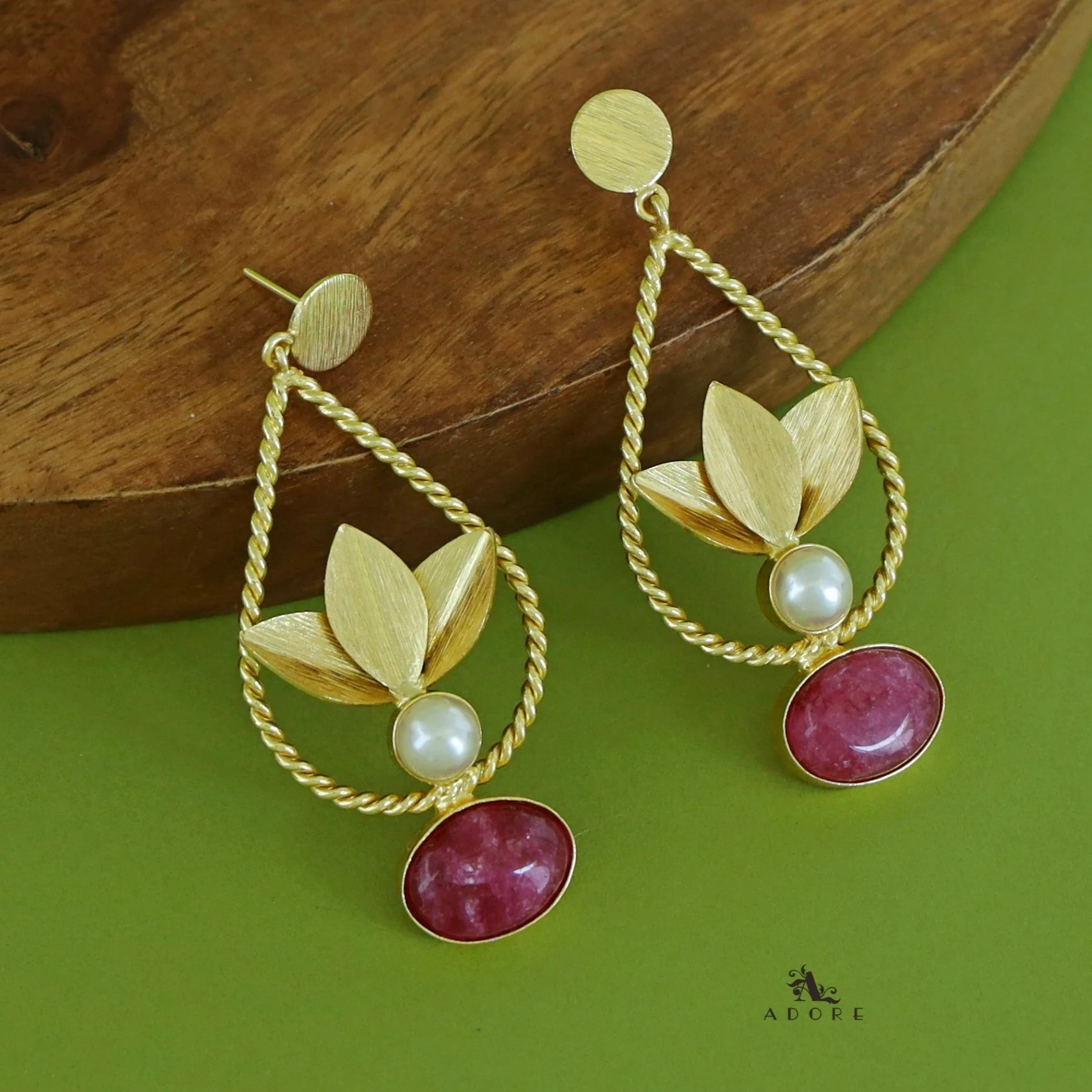 Renza Twisted Drop Leafy Pearl Earring - Image 8
