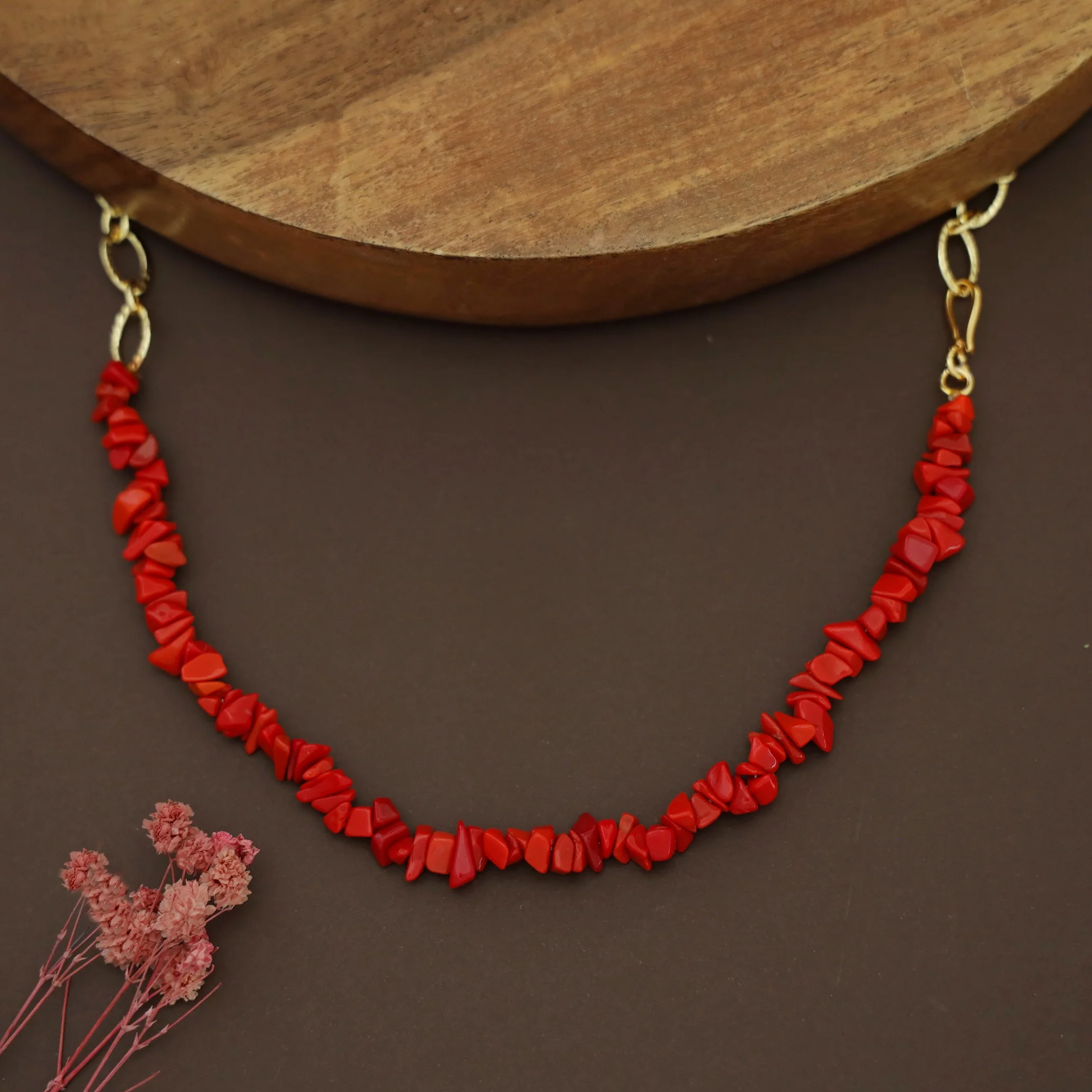 Richeera Natural Stone Golden Chainy Neckpiece - Image 4
