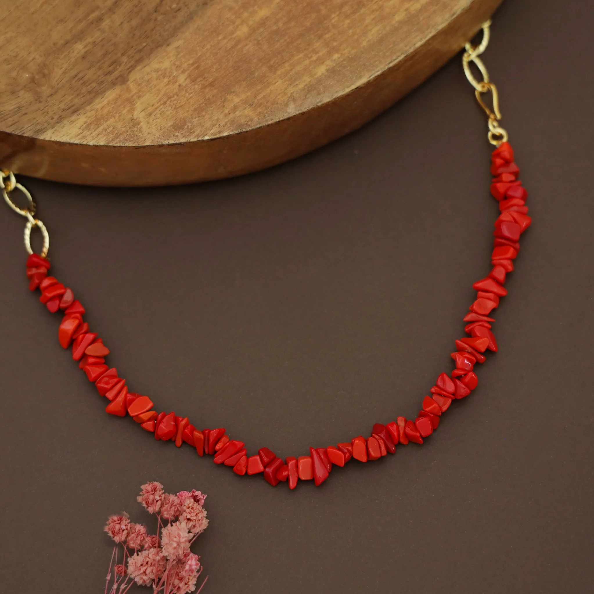 Richeera Natural Stone Golden Chainy Neckpiece - Image 6