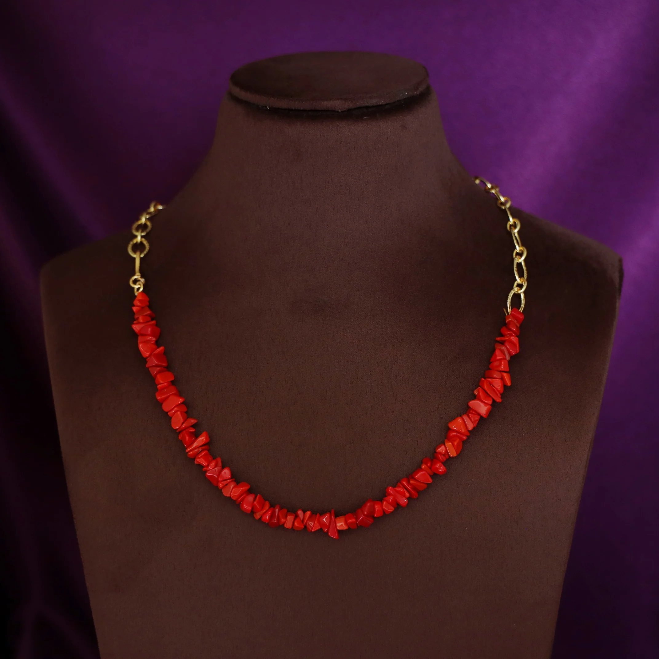Richeera Natural Stone Golden Chainy Neckpiece - Image 7