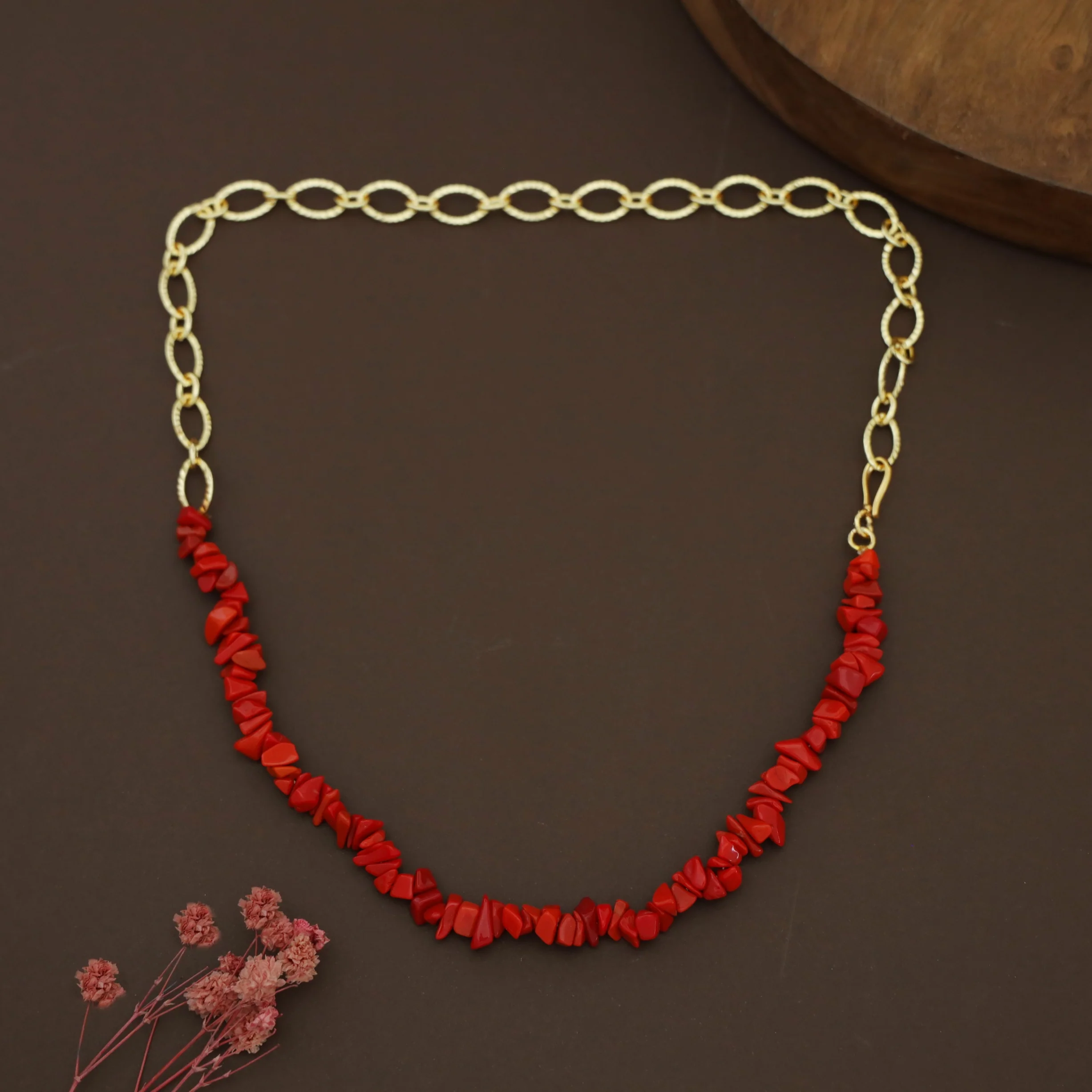 Richeera Natural Stone Golden Chainy Neckpiece - Image 8