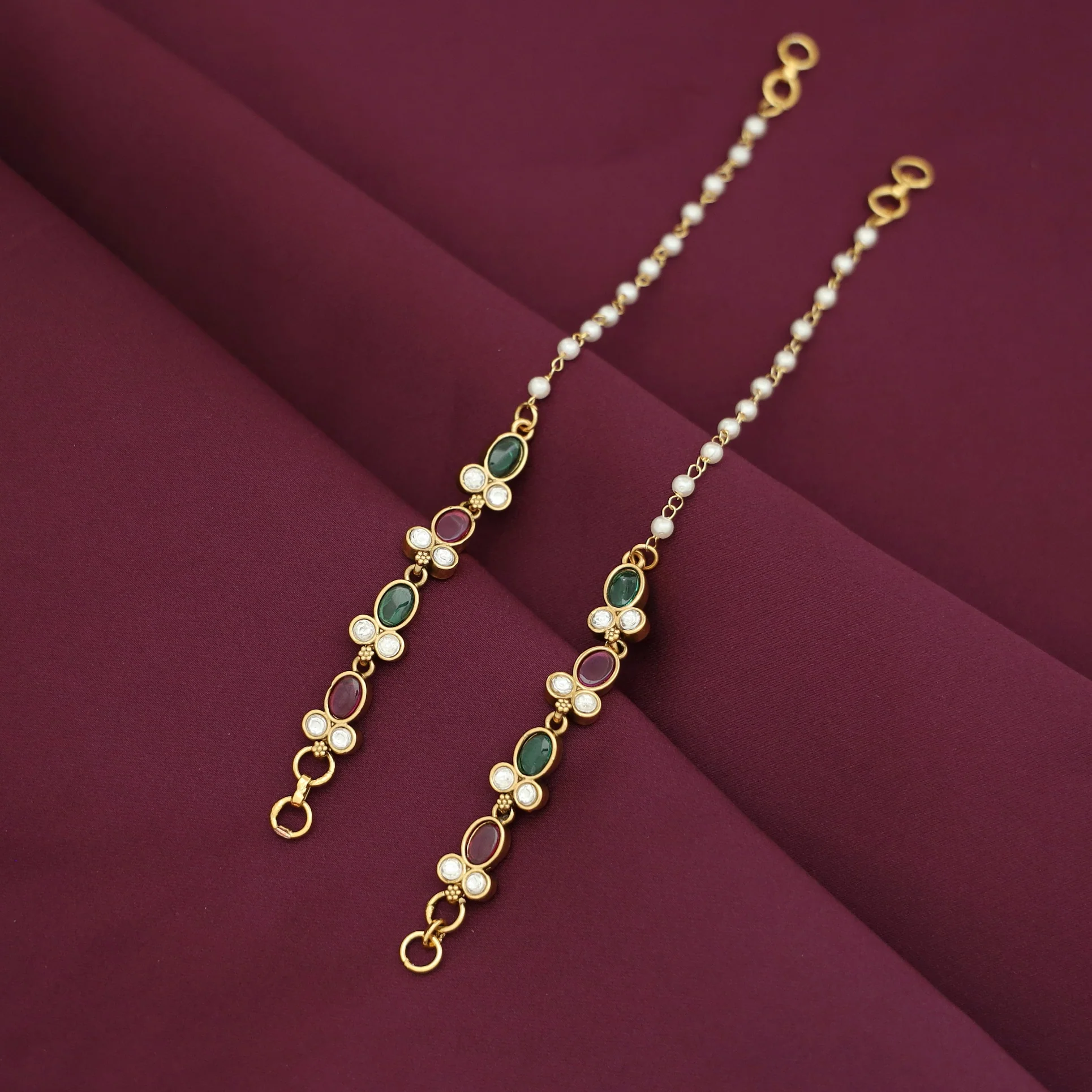 Ridansha Oval Kemp Stone Pearl Ear Chain - Image 5