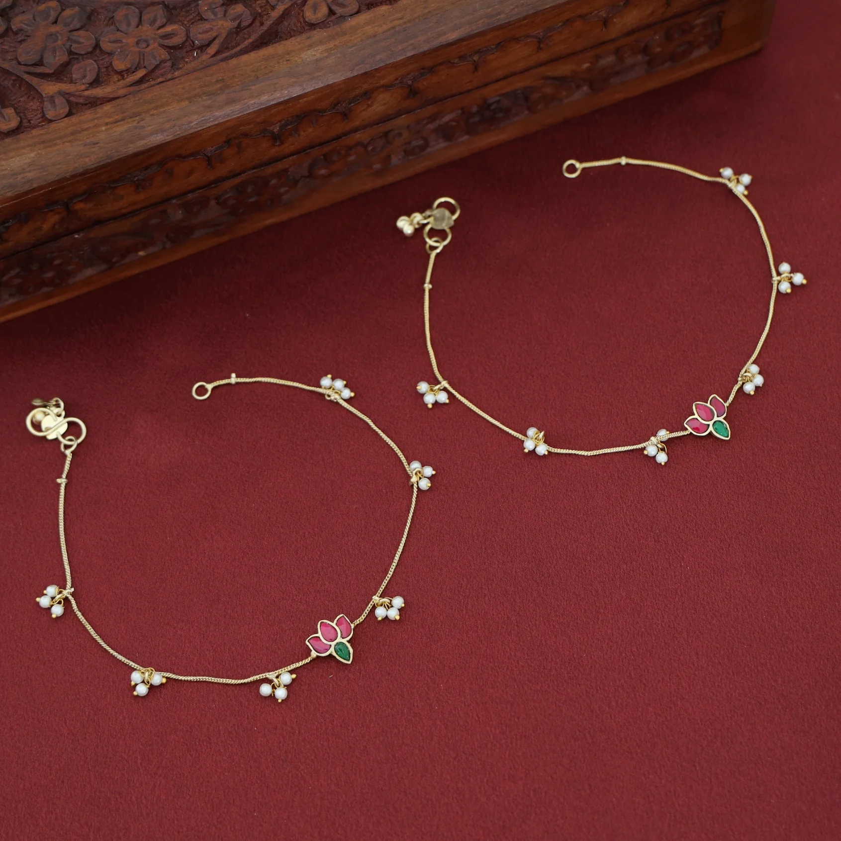 Ridha Lotus Pearl Anklet - Image 2