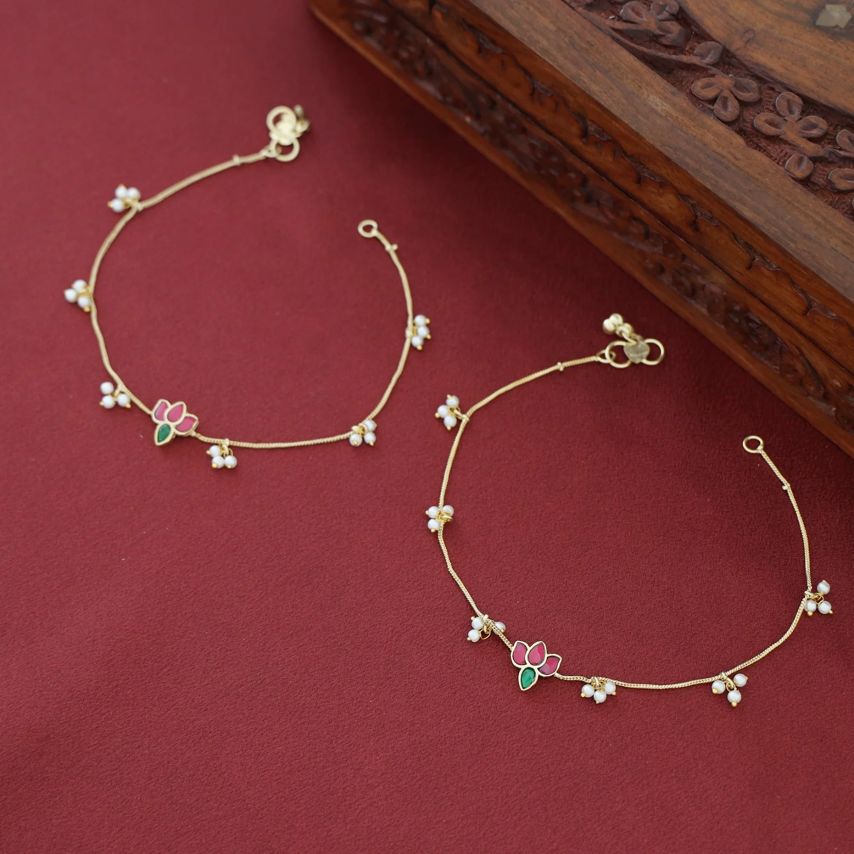 Ridha Lotus Pearl Anklet - Image 3