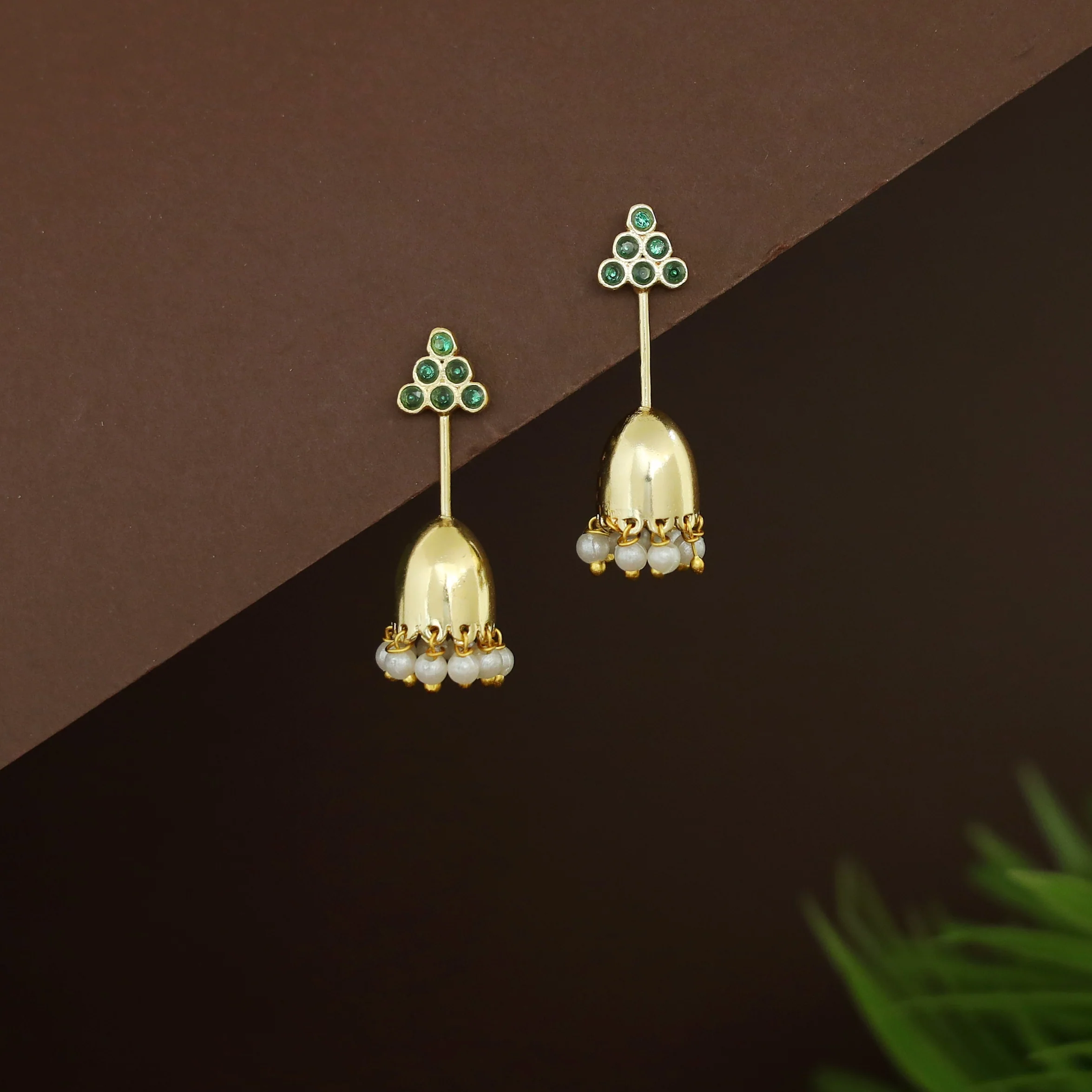 Riona Beaded Pearl Stick Tassel Jhumka - Image 4