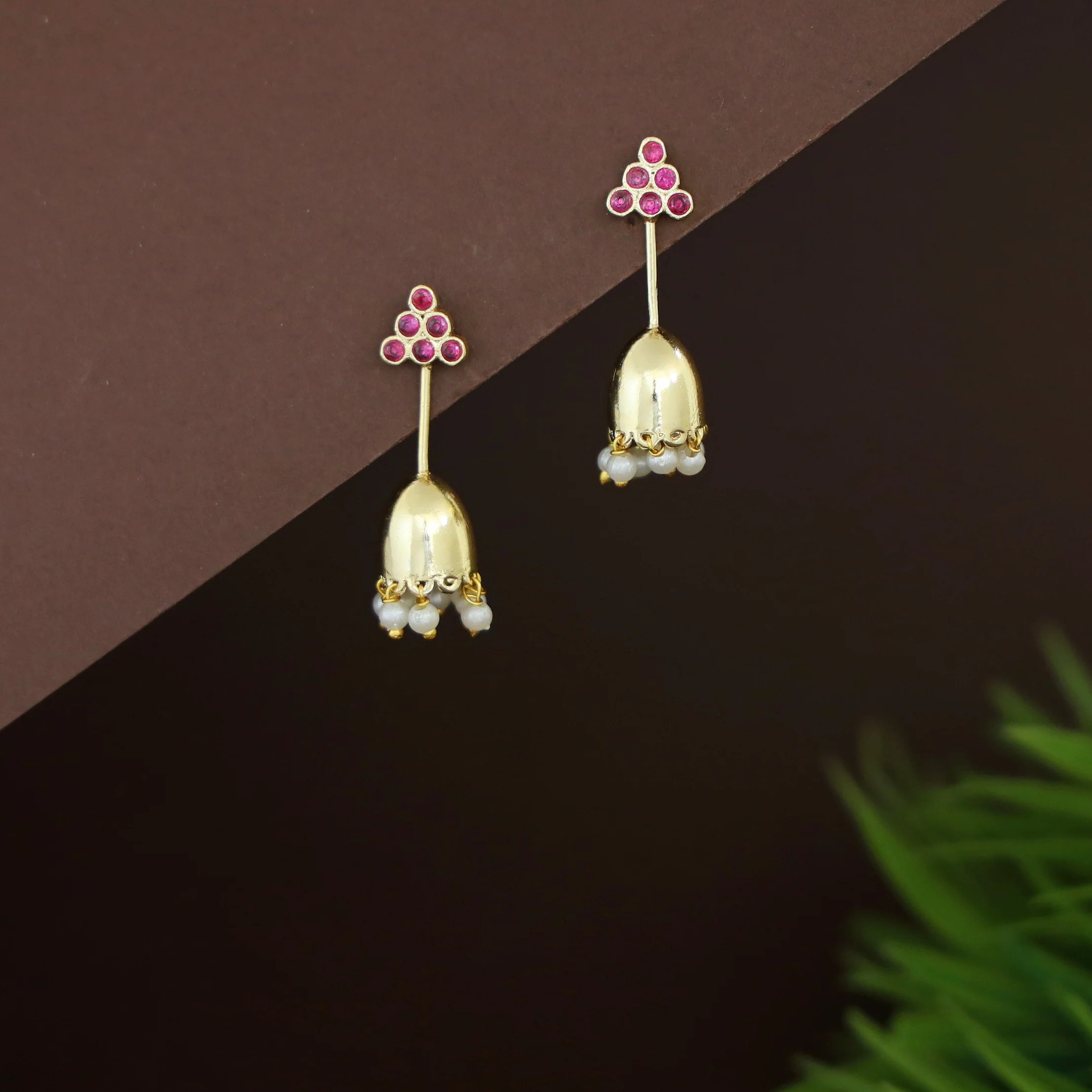 Riona Beaded Pearl Stick Tassel Jhumka - Image 5