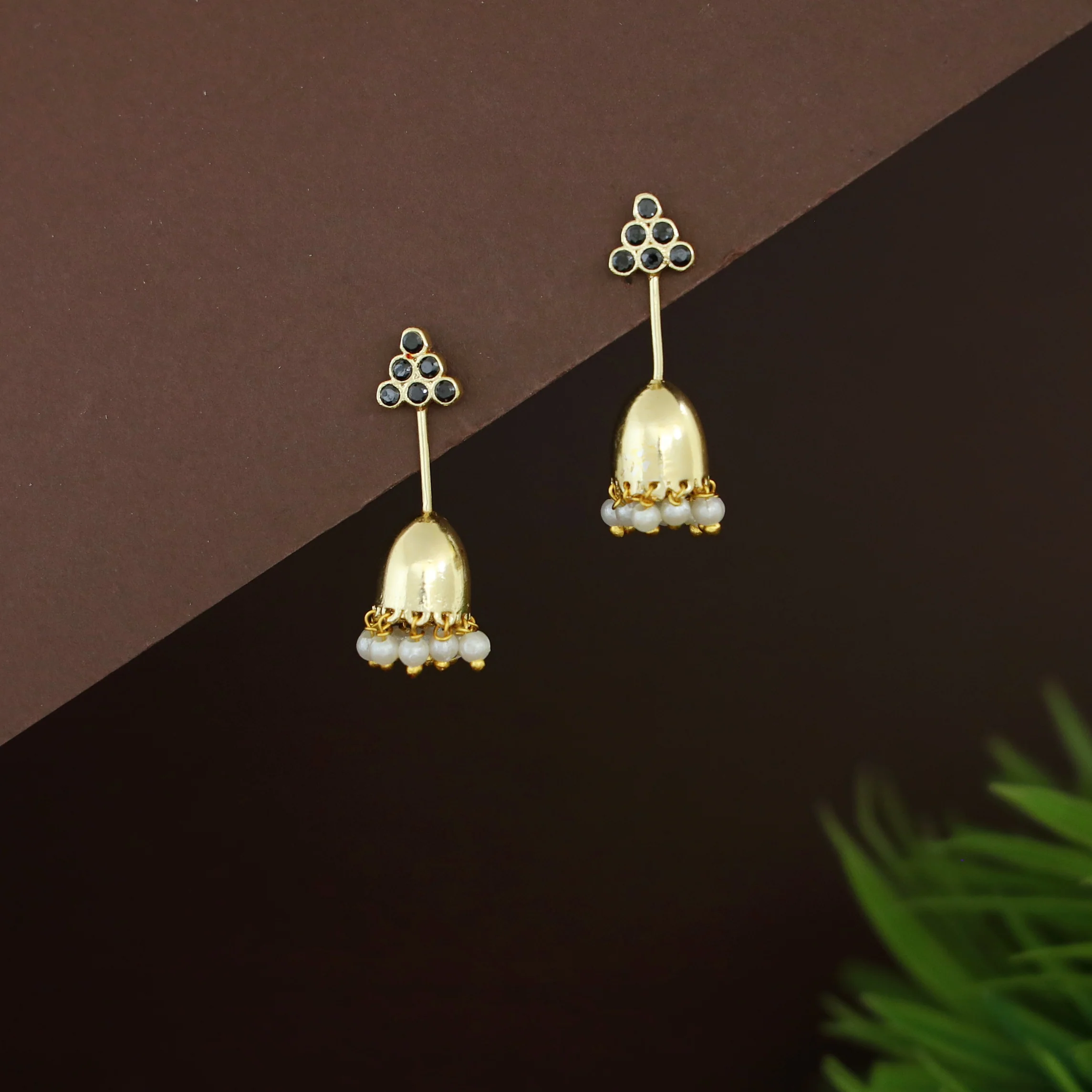 Riona Beaded Pearl Stick Tassel Jhumka - Image 6
