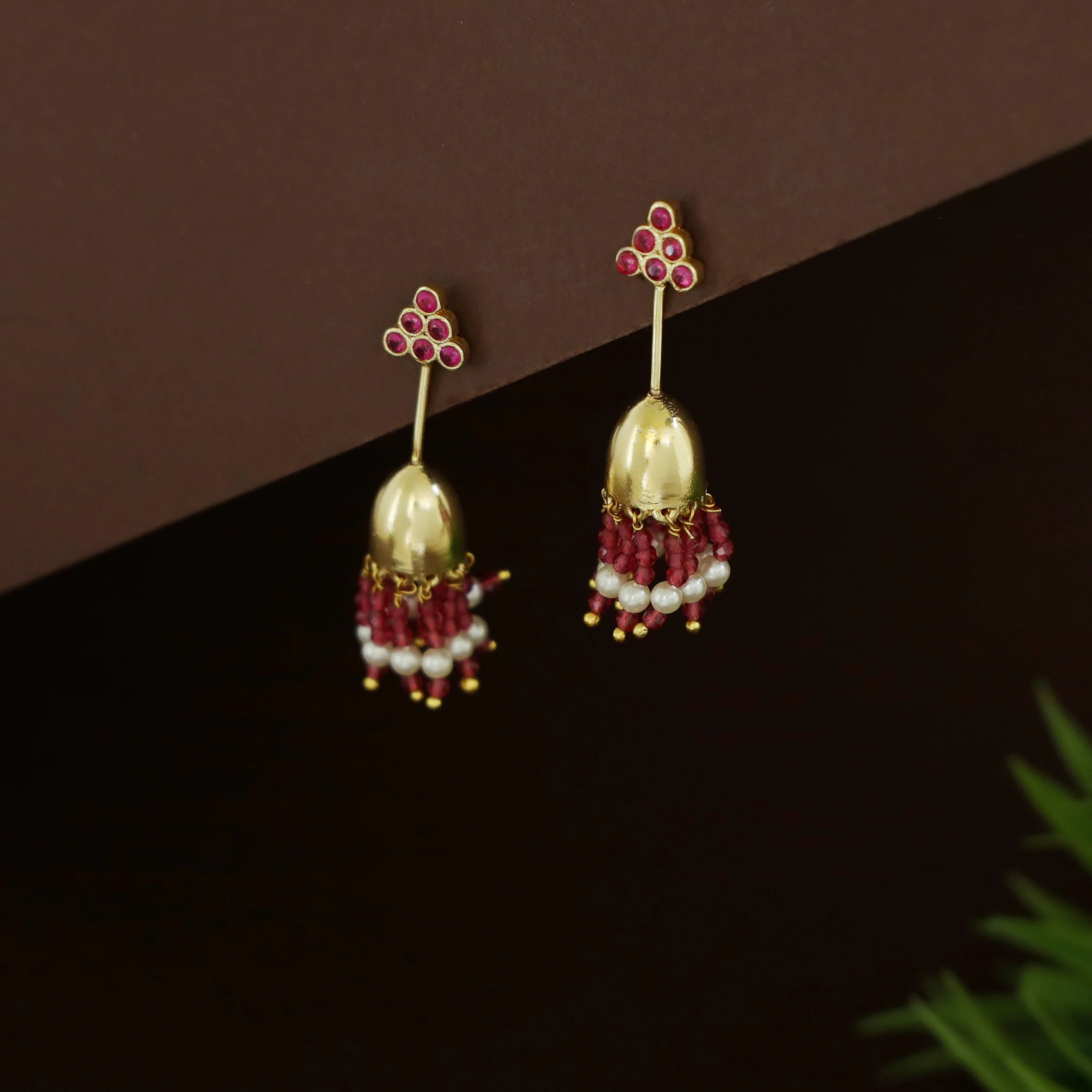 Riona Beaded Pearl Stick Tassel Jhumka - Image 8