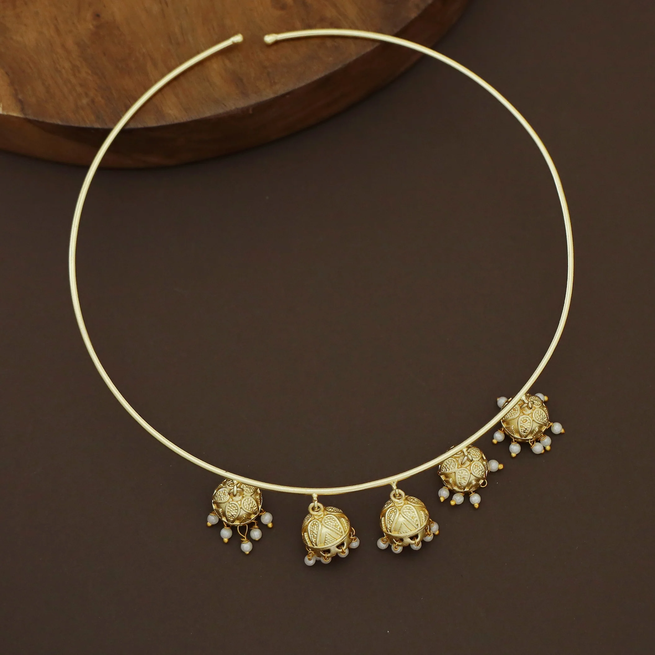 Rishi Dangling Pearl Jhumka Golden Neck Cuff - Image 2